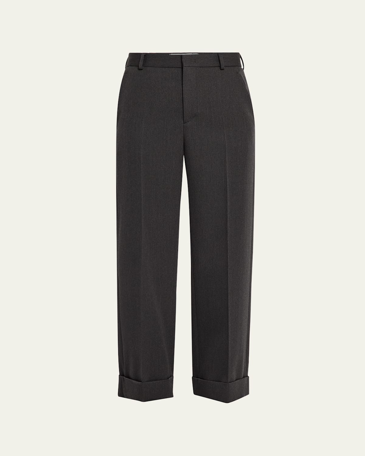 Valentino Gray Wool Gabardine Trousers In Dk Grey