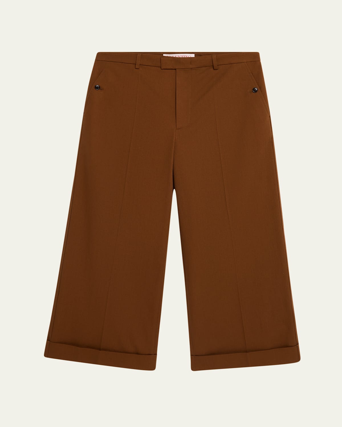 Valentino Men's Cuffed Wide-leg Gabardine Pants In Lt Camel