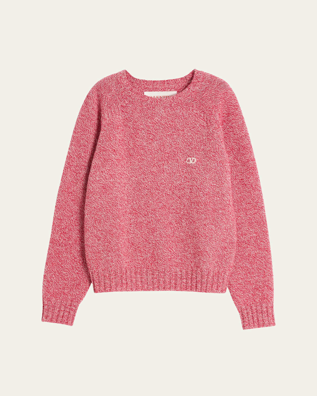 Valentino Crewneck Wool Jumper With Vlogo Embroidery In Red