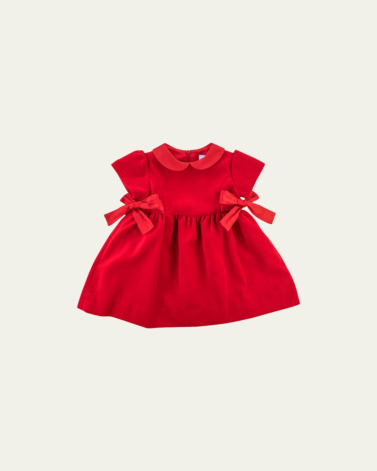 Girl's Velvet Dress W/ Silk Bows, Size 6M-24M