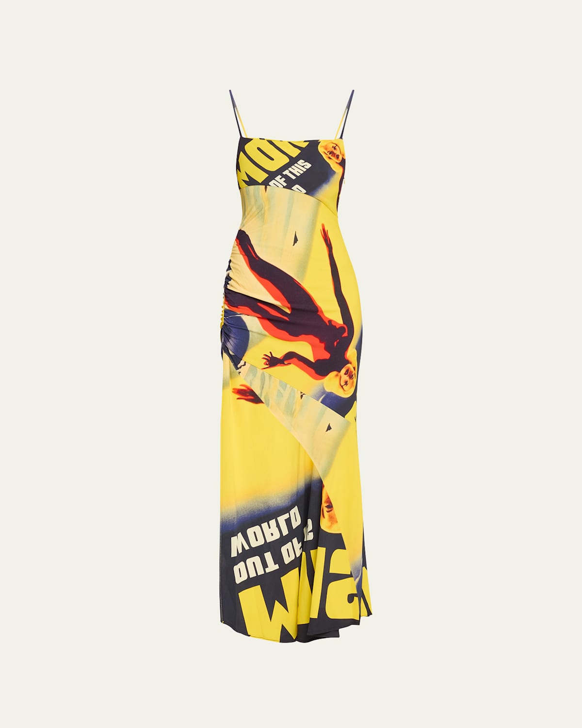 Draped Monse Lady Print Asymmetric Dress