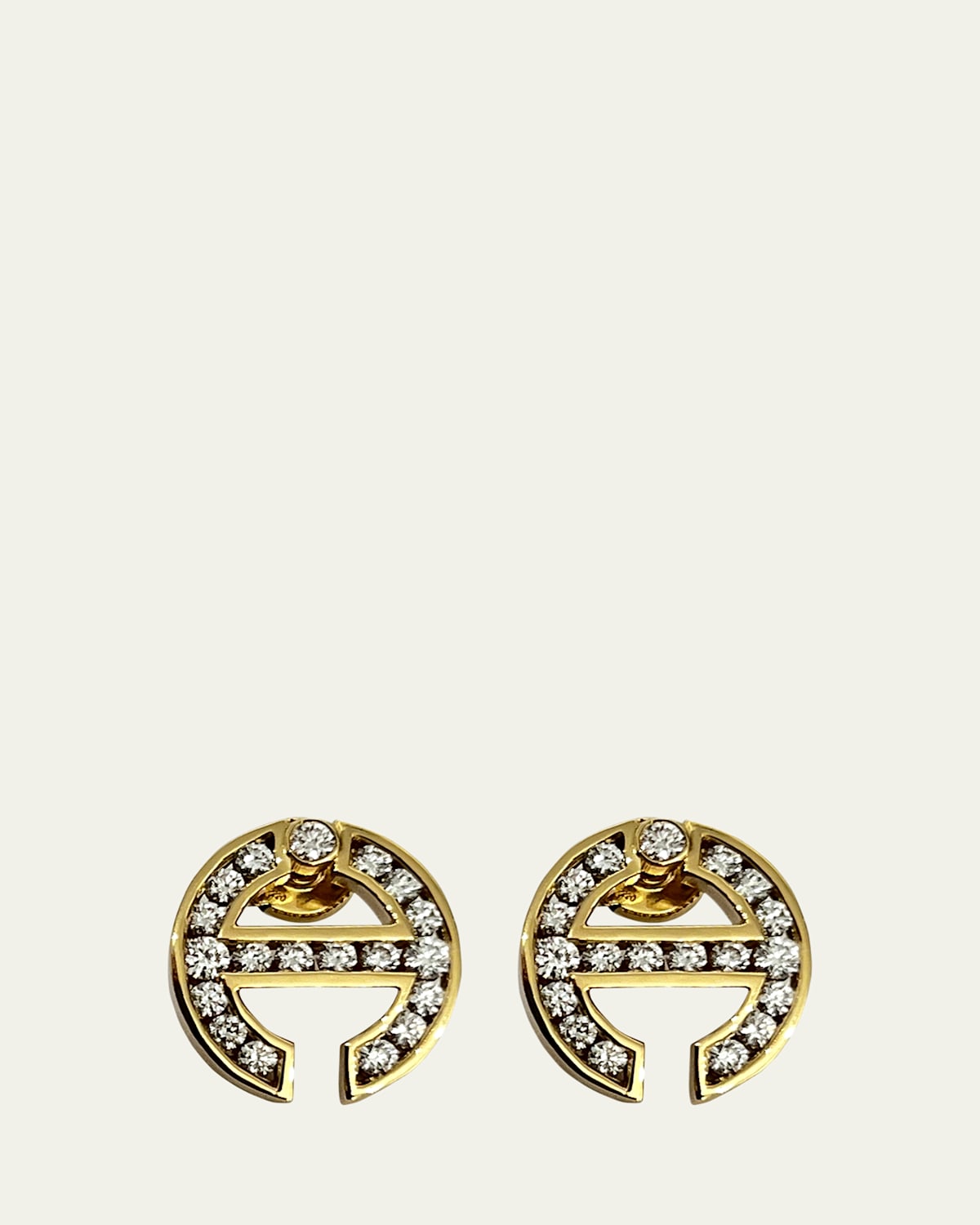 Hoorsenbuhs 18K Yellow Gold MMV Channel Set White Diamond Earrings