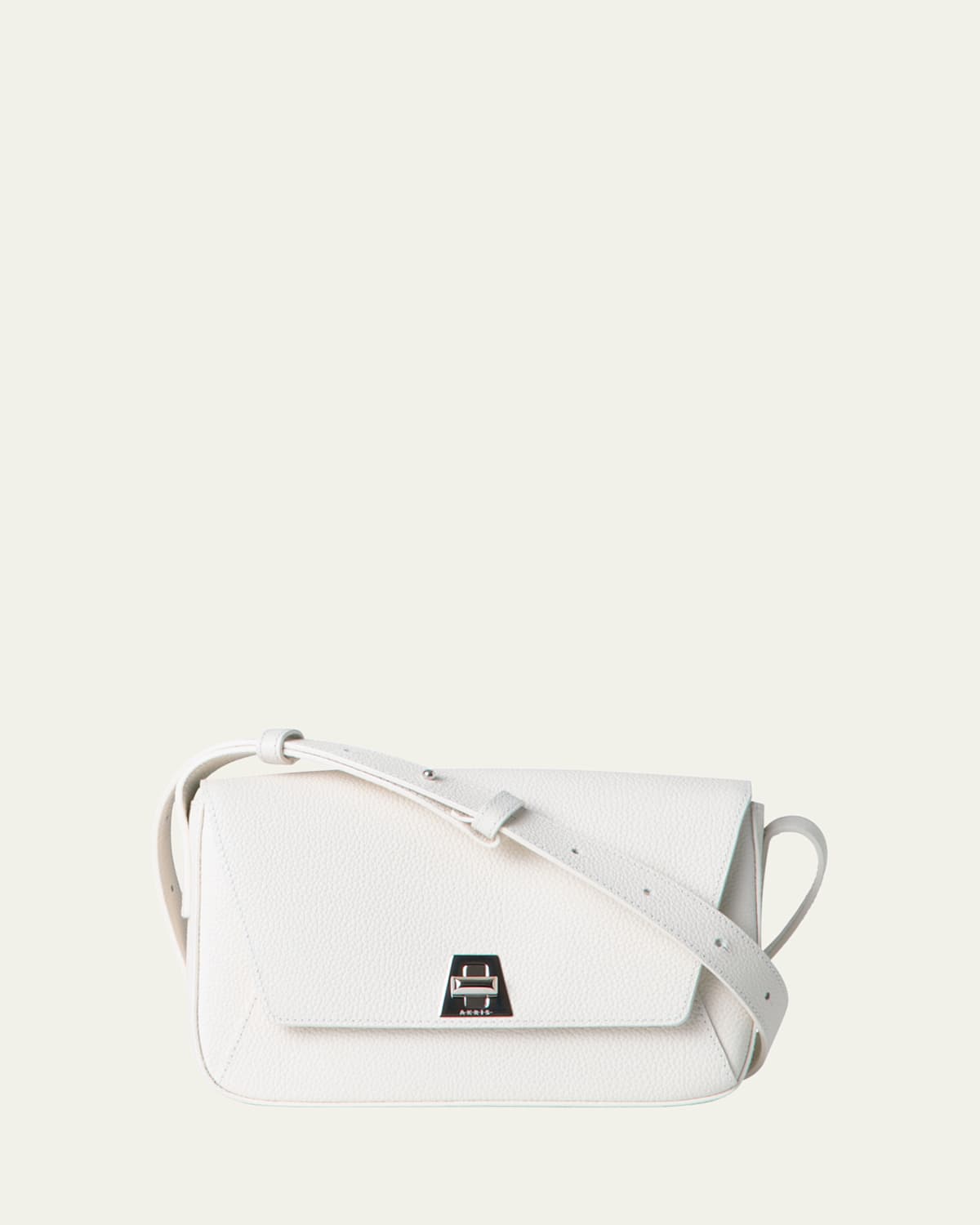 Akris Anouk Lite Flap Leather Crossbody Bag In White