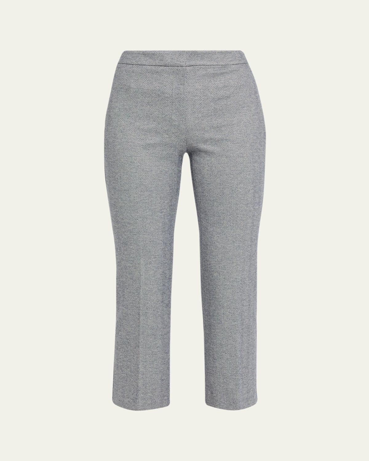 Theory Herringbone Knit Cropped Pants In Gray