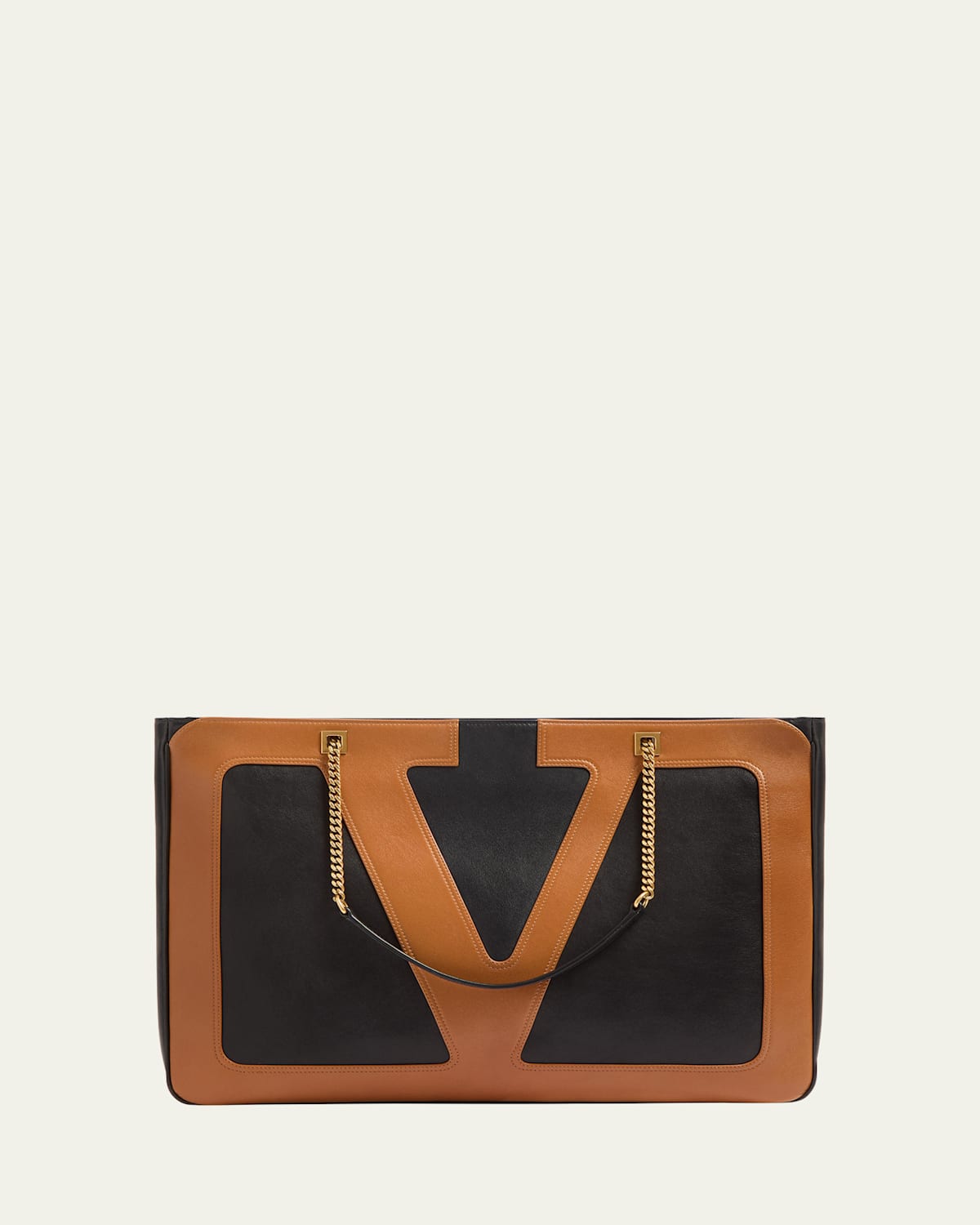 Valentino Black Nappa Leather Large Viva Superstar Shopping Bag In Nero Spice