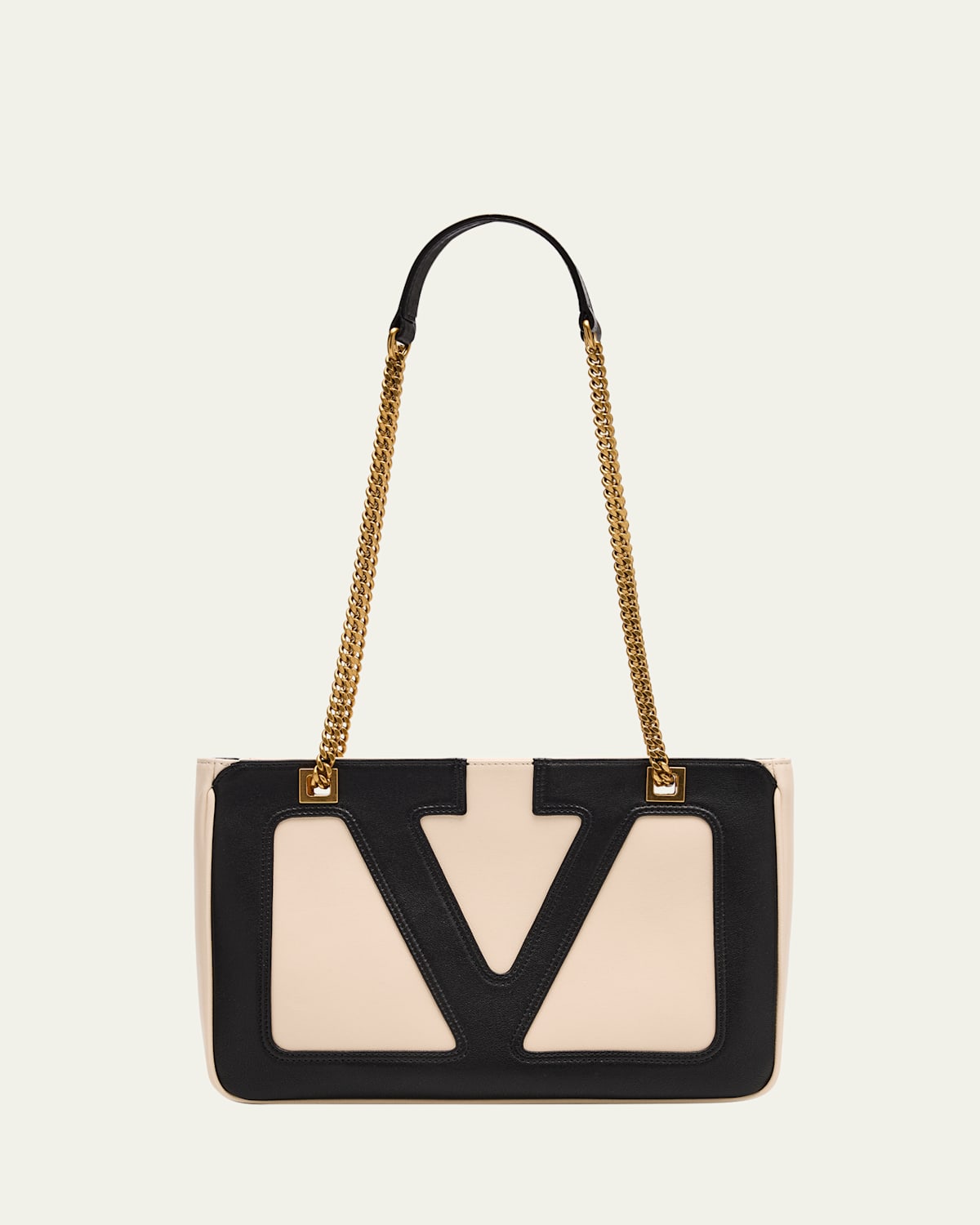 Valentino Garavani Garavani Viva Superstar Medium Nappa Leather Shopping Bag Woman Butter/black Uni In Butter White Nero