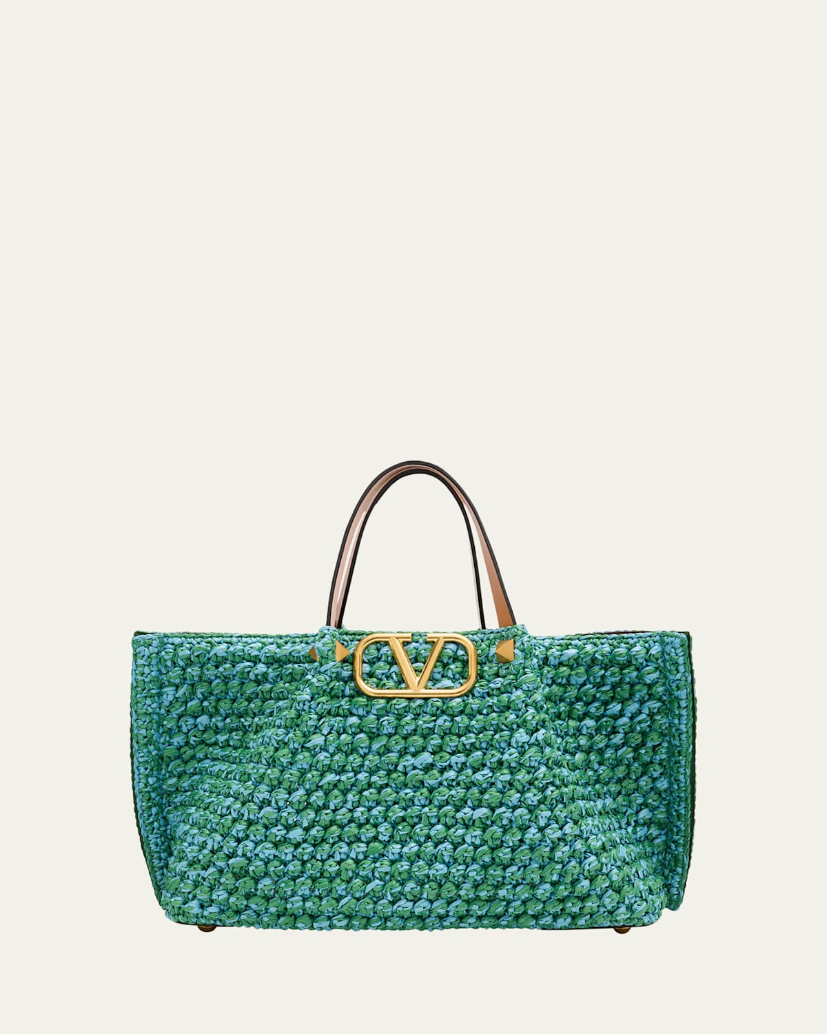 Valentino Vlogo Signature Medium Crochet Tote Bag In Verde