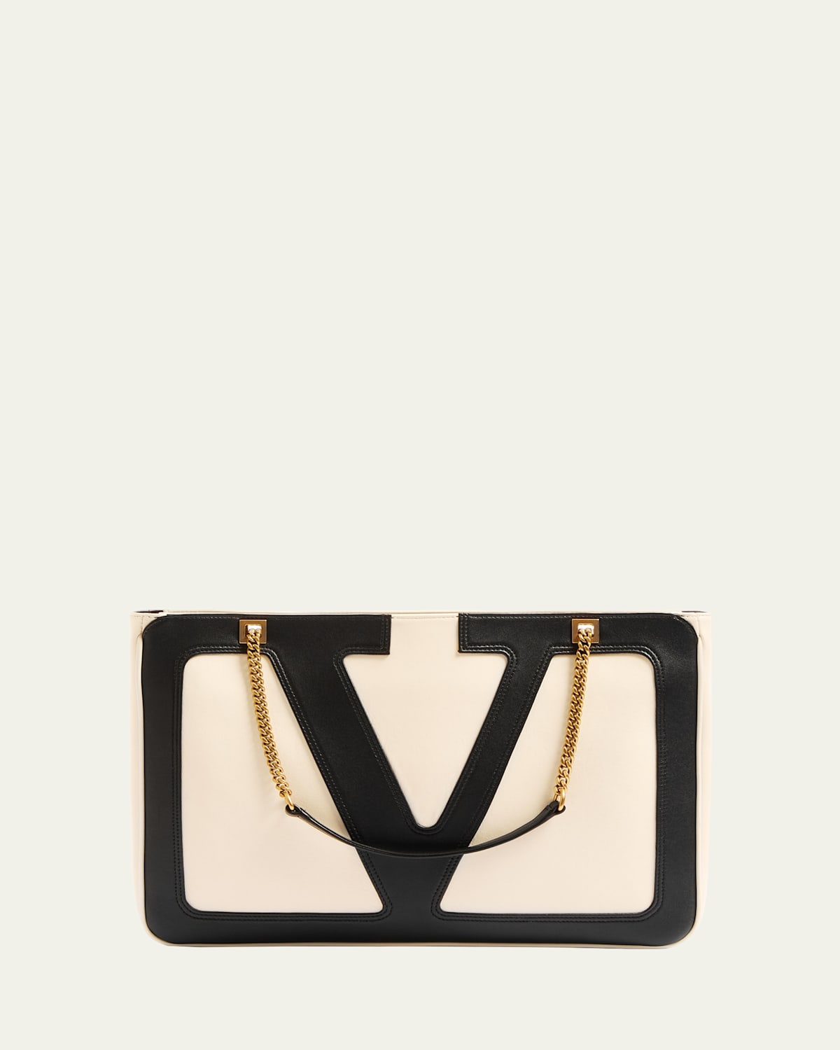 Valentino Garavani Garavani Viva Superstar Medium Nappa Leather Shopping Bag Woman Butter/black Uni In Butter White Nero