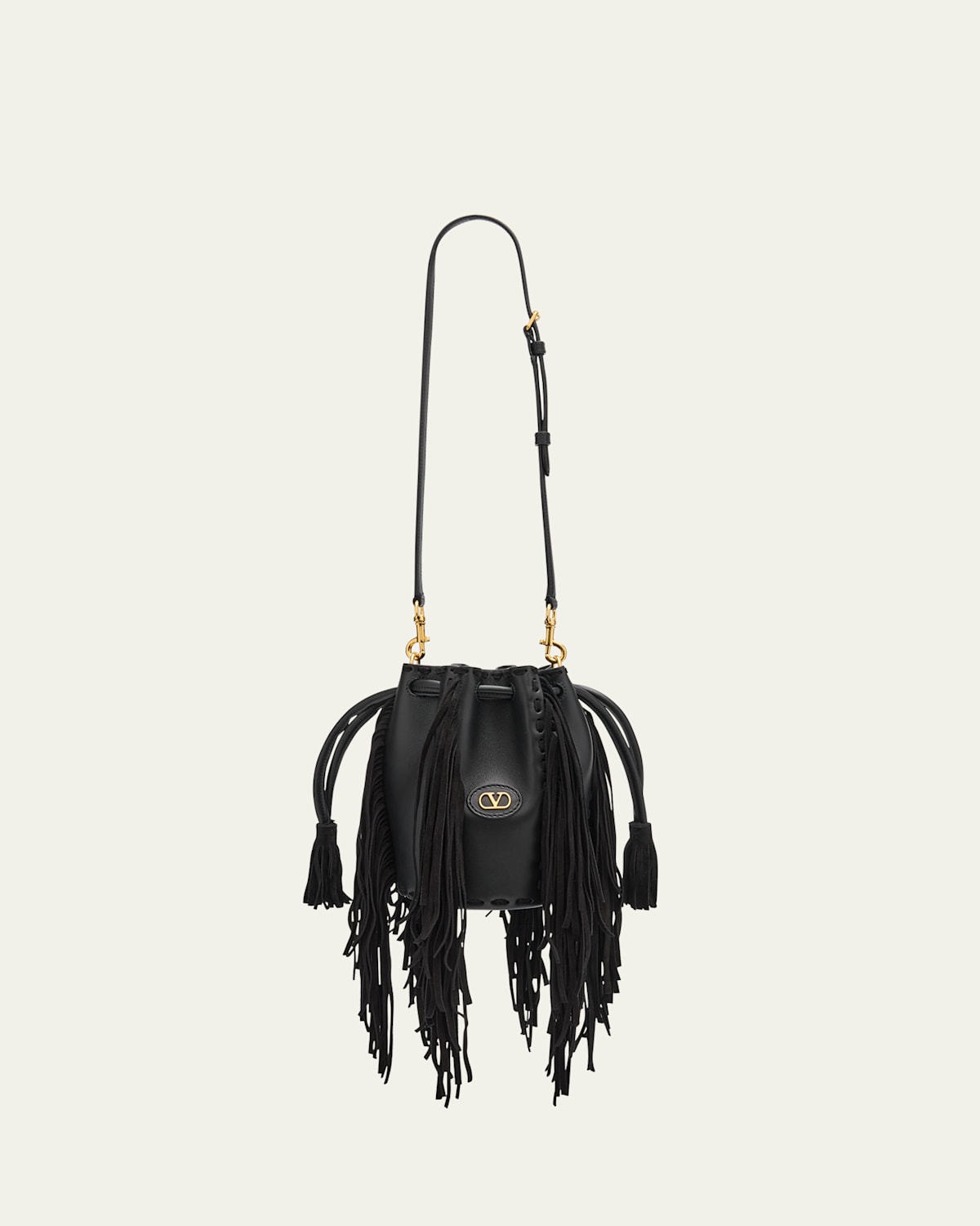 Nellcote Small Fringe Leather Bucket Bag