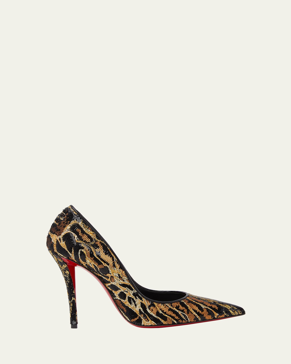 CHRISTIAN LOUBOUTIN MISS Z SEQUIN ANIMAL RED SOLE PUMPS 
