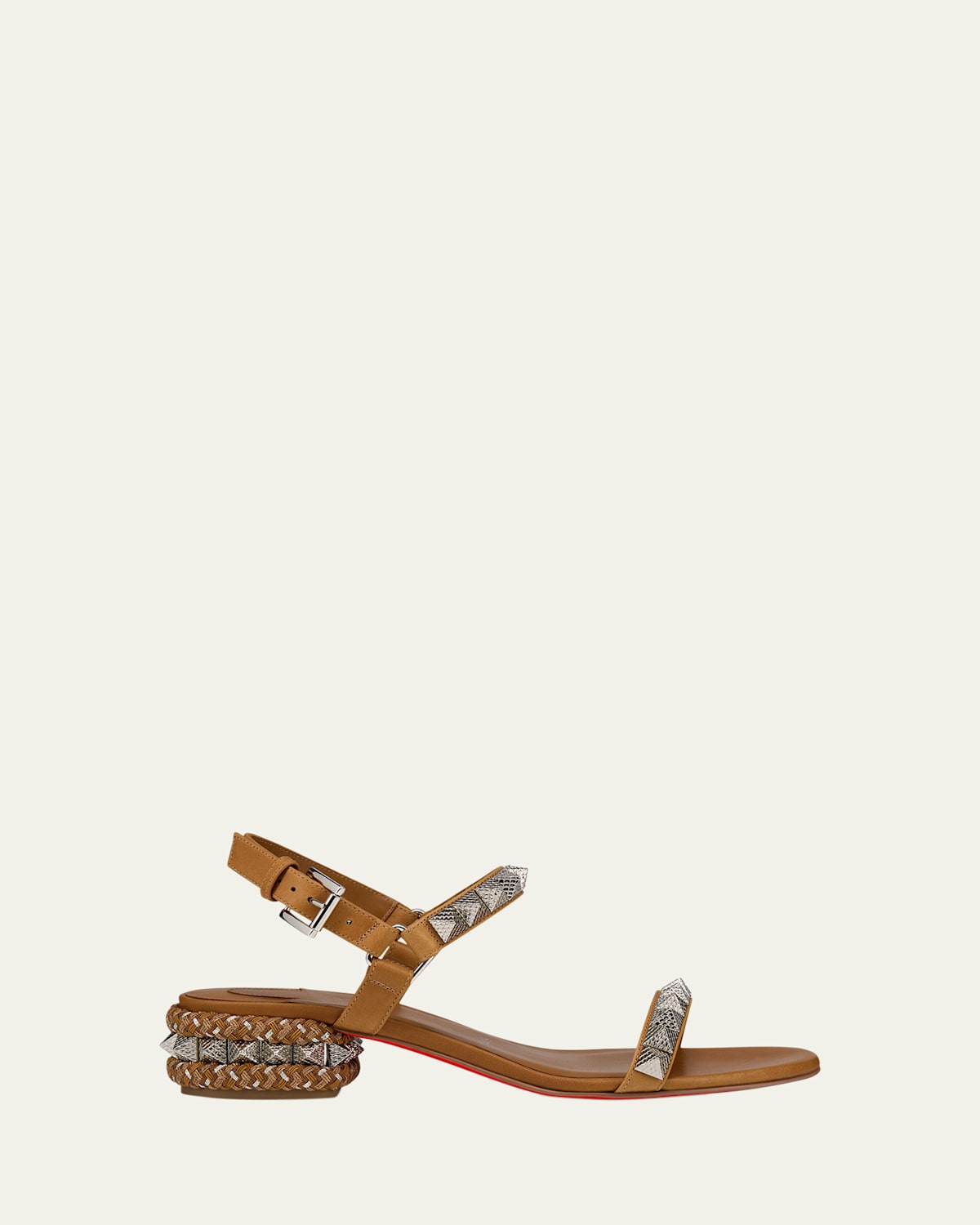 Leather Spike Ankle-Strap Sandals