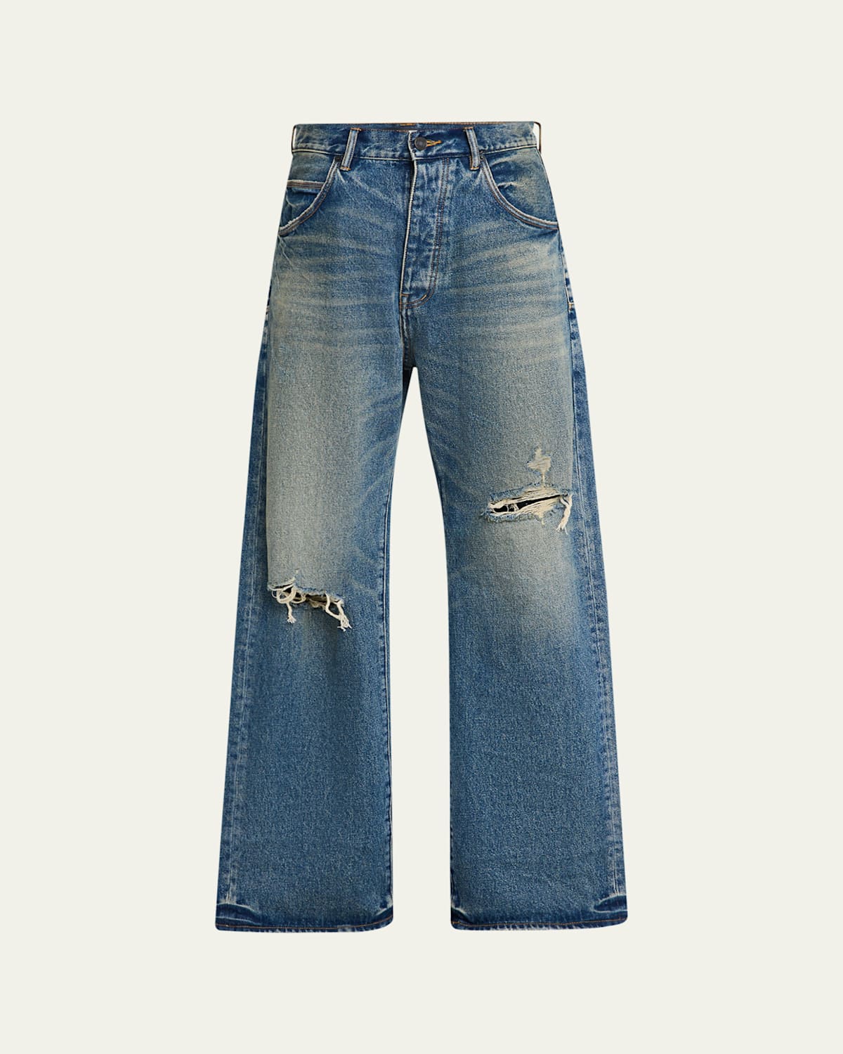 Men's 9 to 5 Medium Wash Baggy Wide-Leg Jeans