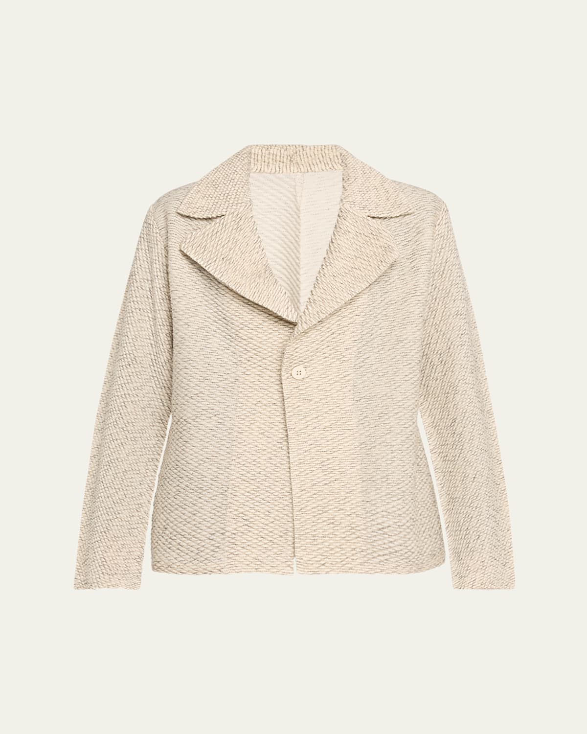 Issey Miyake Warm Pleats One-button Wool Jacket In White-hued