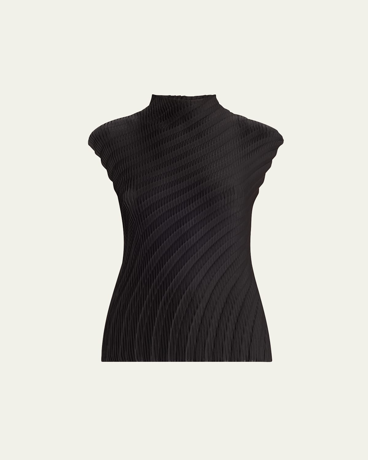 Issey Miyake Nuance High-neck Pleats Top In Black