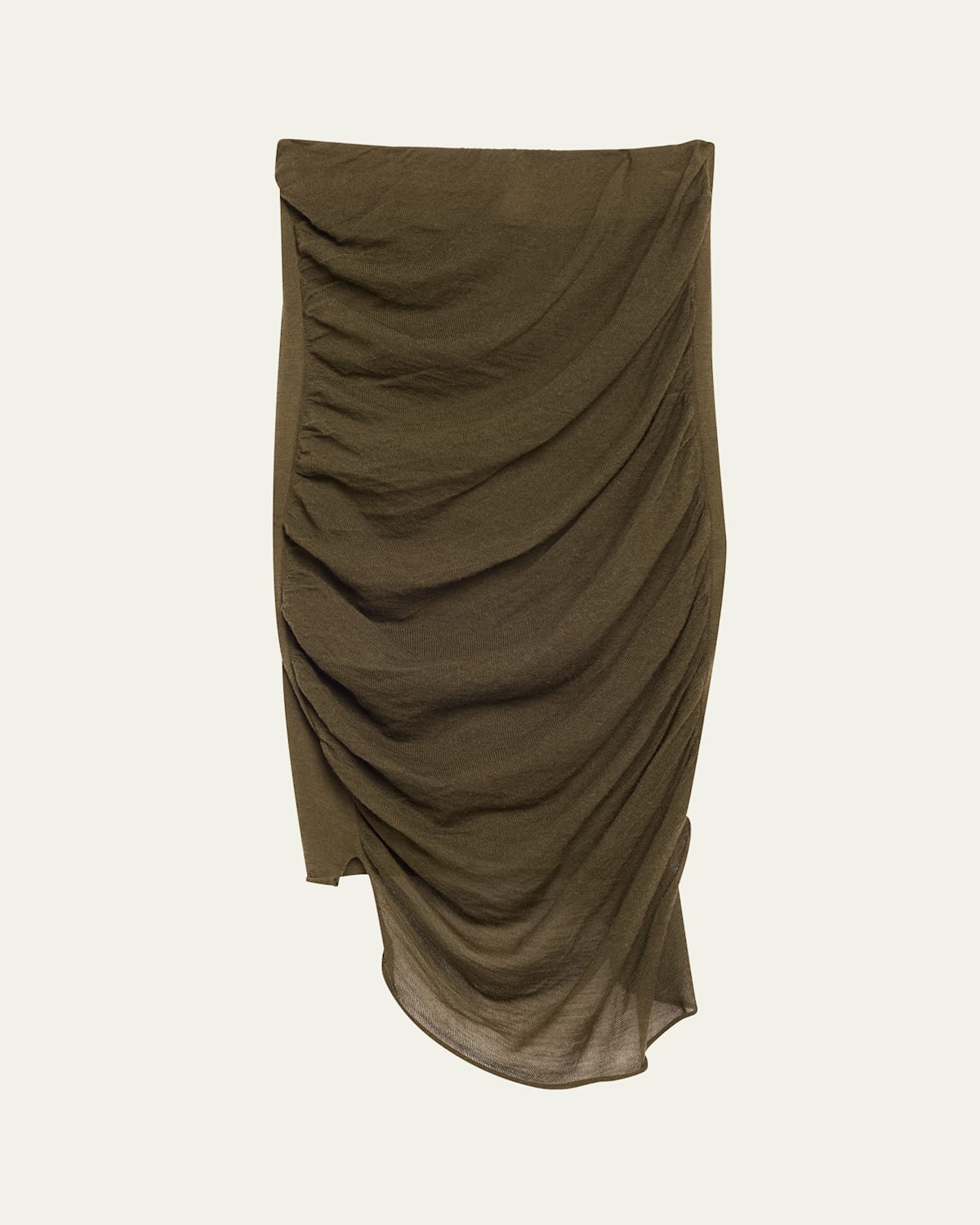 ISSEY MIYAKE AMBIGUOUS RUCHED MIDI WOOL SKIRT 