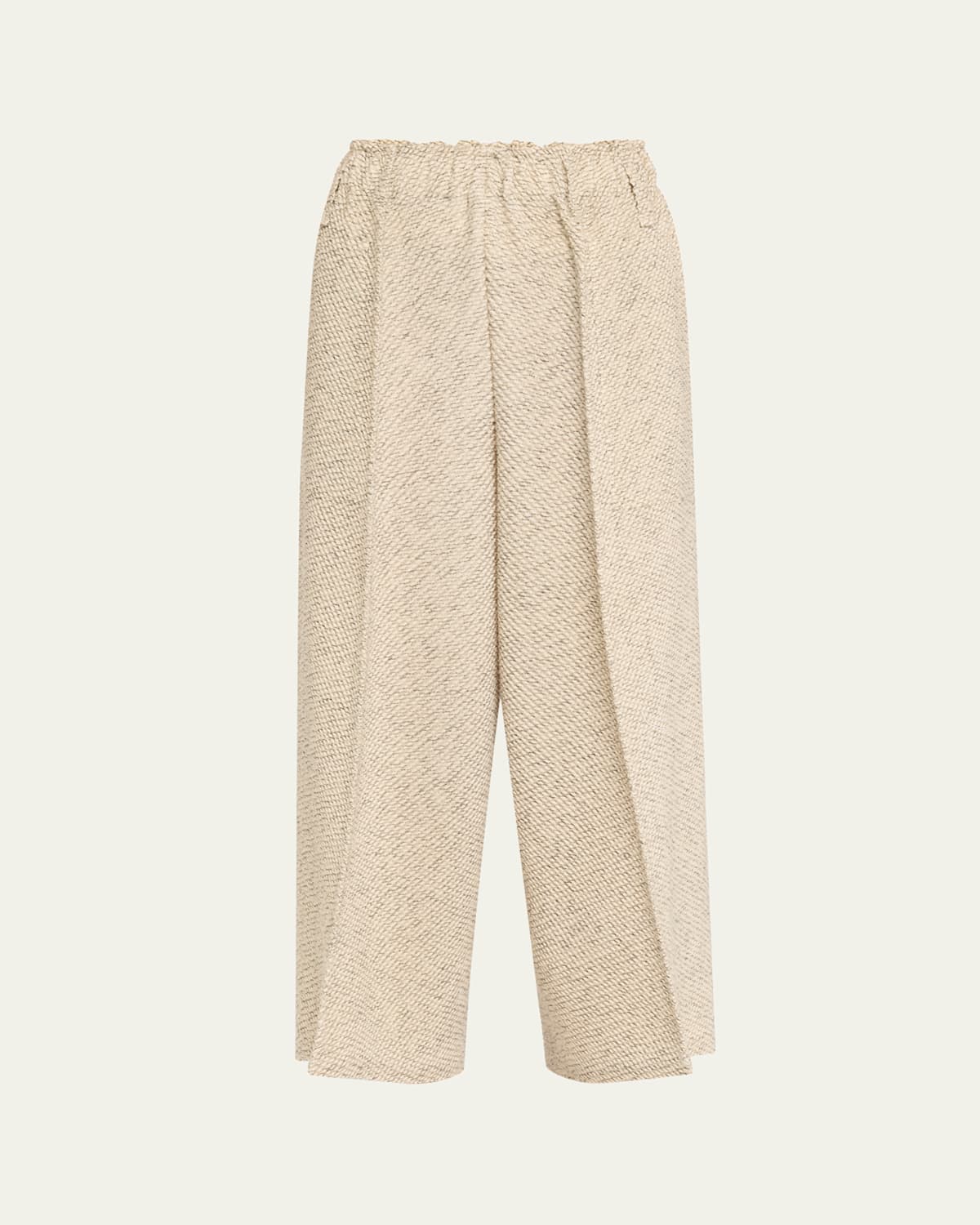 Shop Issey Miyake Warm Pleats Woven Cropped Pants In White-hued