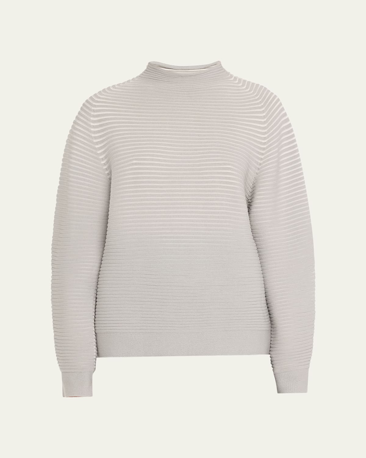 Issey Miyake Funnel-neck Circle Knit Wool Top In Gray-hued