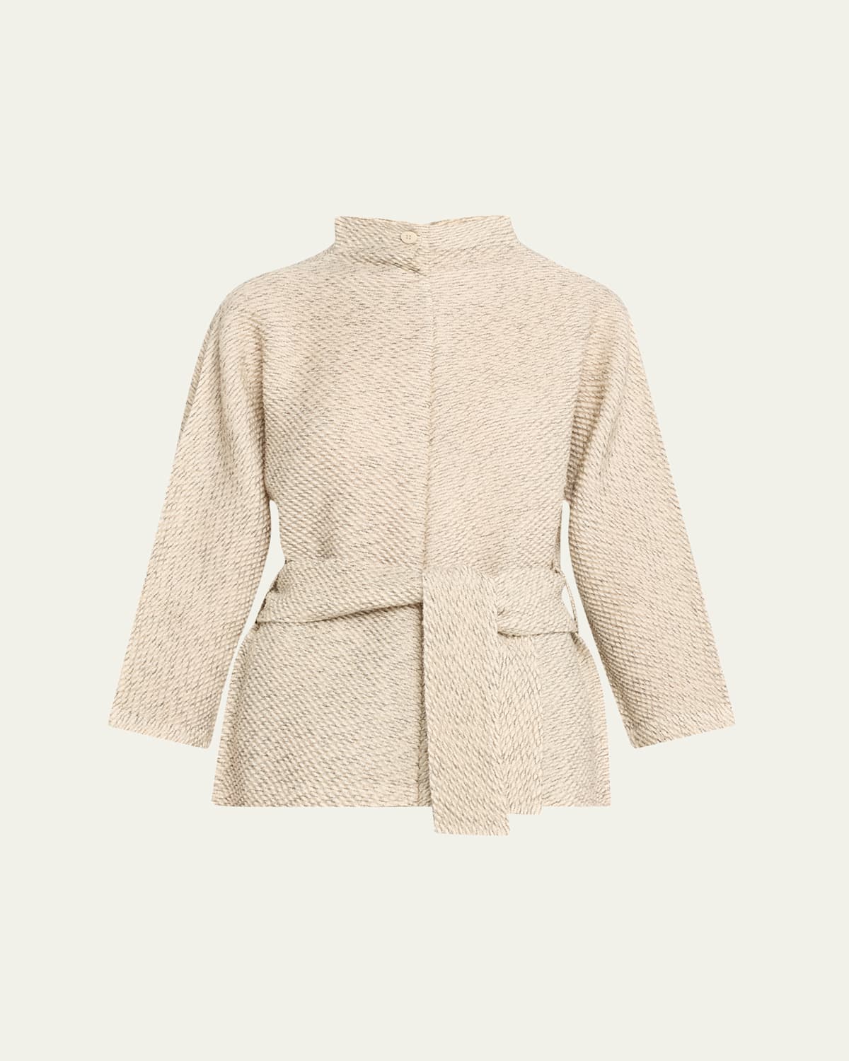 Issey Miyake Warm Pleats Self-tie Wool Tunic In White-hued
