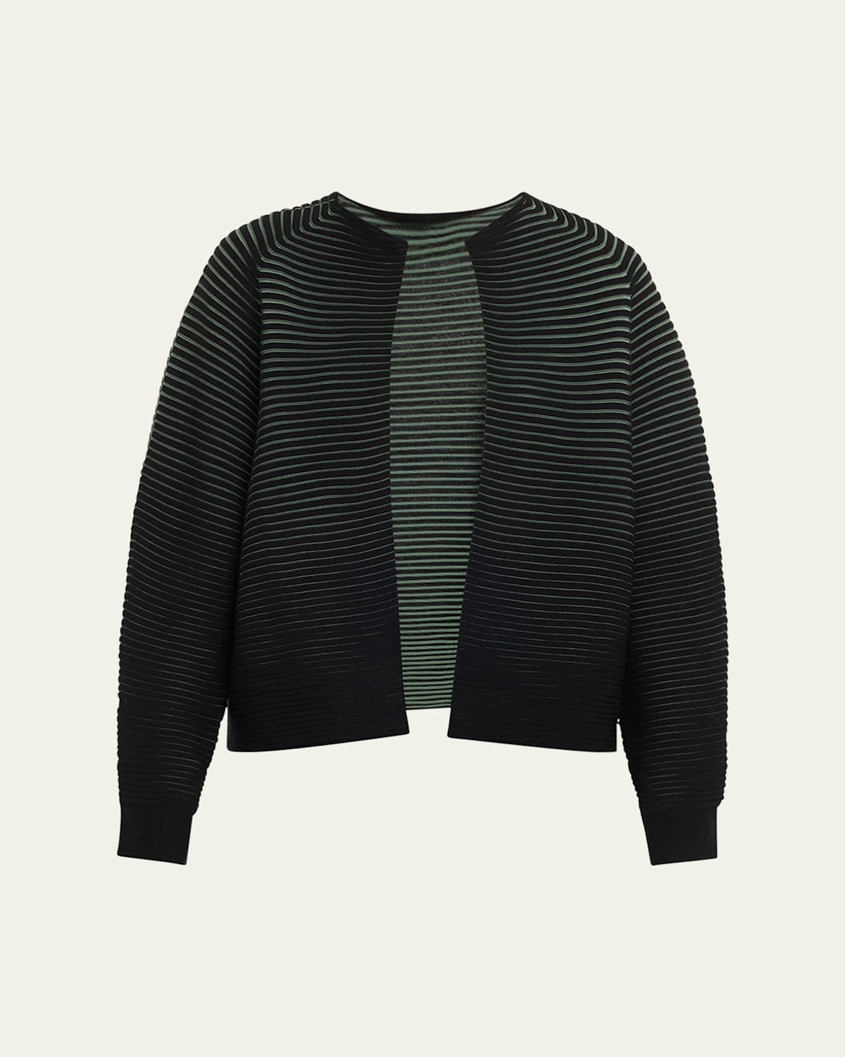 Issey Miyake Open Front Circle Knit Wool Cardigan In Black-hued