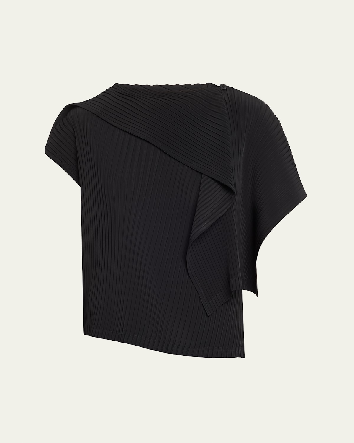 Shop Issey Miyake Vigor Pleats Asymmetric Draped Top In Black