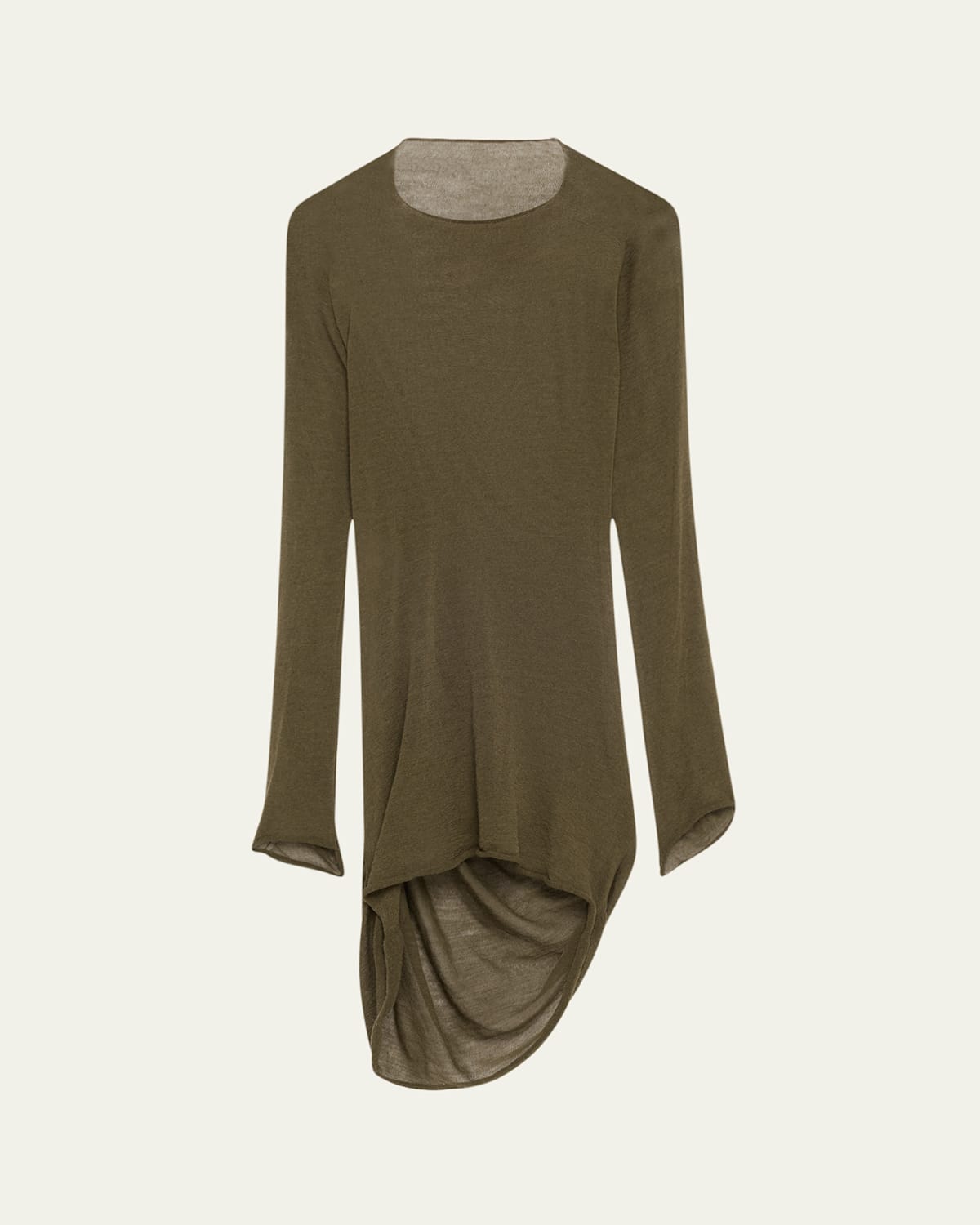 Issey Miyake Ambiguous Asymmetric Wool Tunic Dress In Misty Green