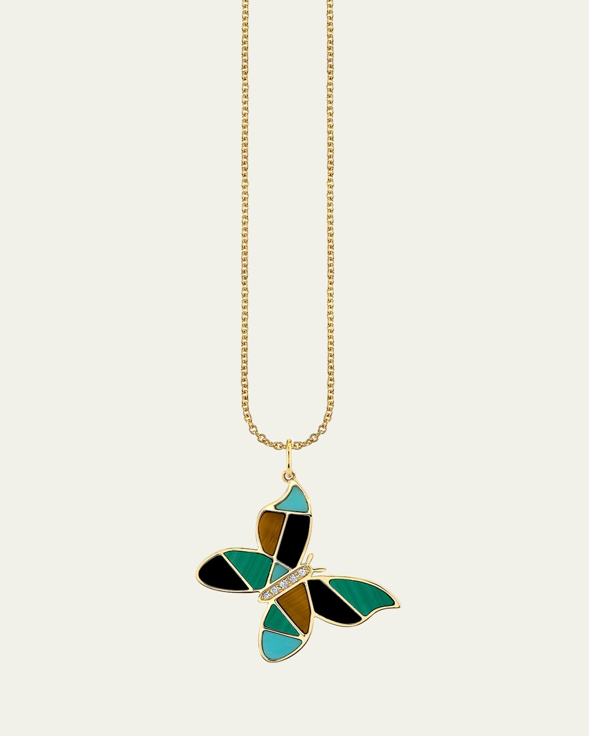 Sydney Evan Mosaic Gemstone Butterfly Pendant with Diamonds on Cable Chain Necklace | Thumbnail 4 Sydney Evan Mosaic Gemstone Butterfly Pendant with Diamonds on Cable Chain Necklace | Thumbnail 4