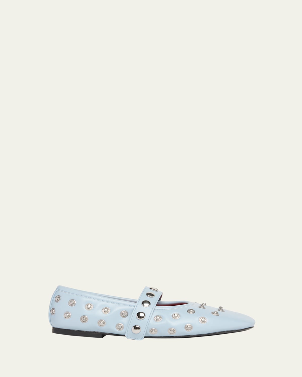 Shop Stella Mccartney Ryder Studded Leather Mary Jane Ballerina Flats In Dusty Blue