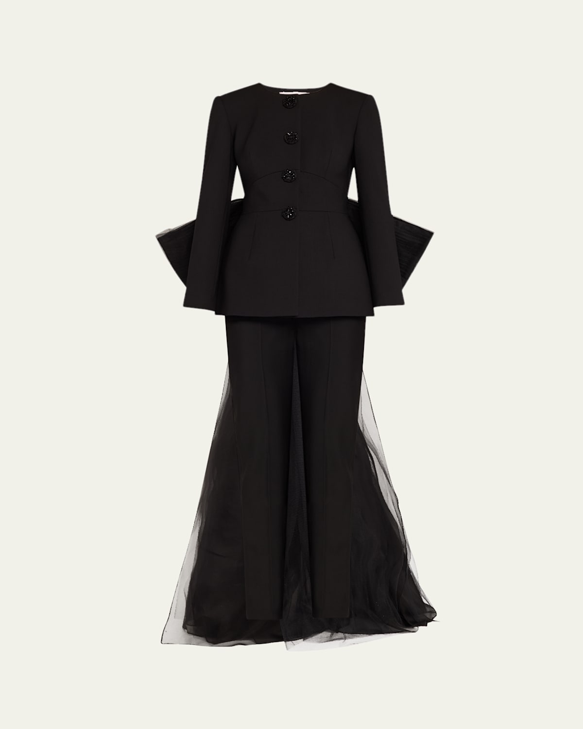 Carolina Herrera Tulle Bow-embellished Jacket In Black