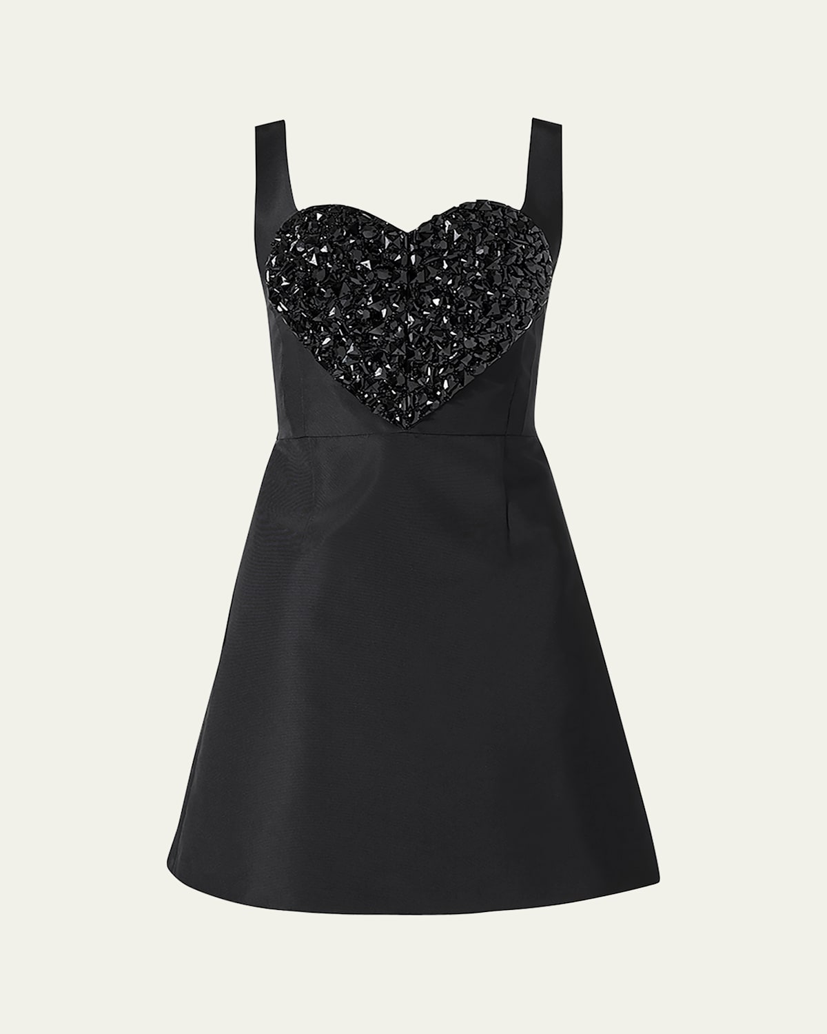Carolina Herrera Crystal Heart Sleeveless Mini Dress In Black