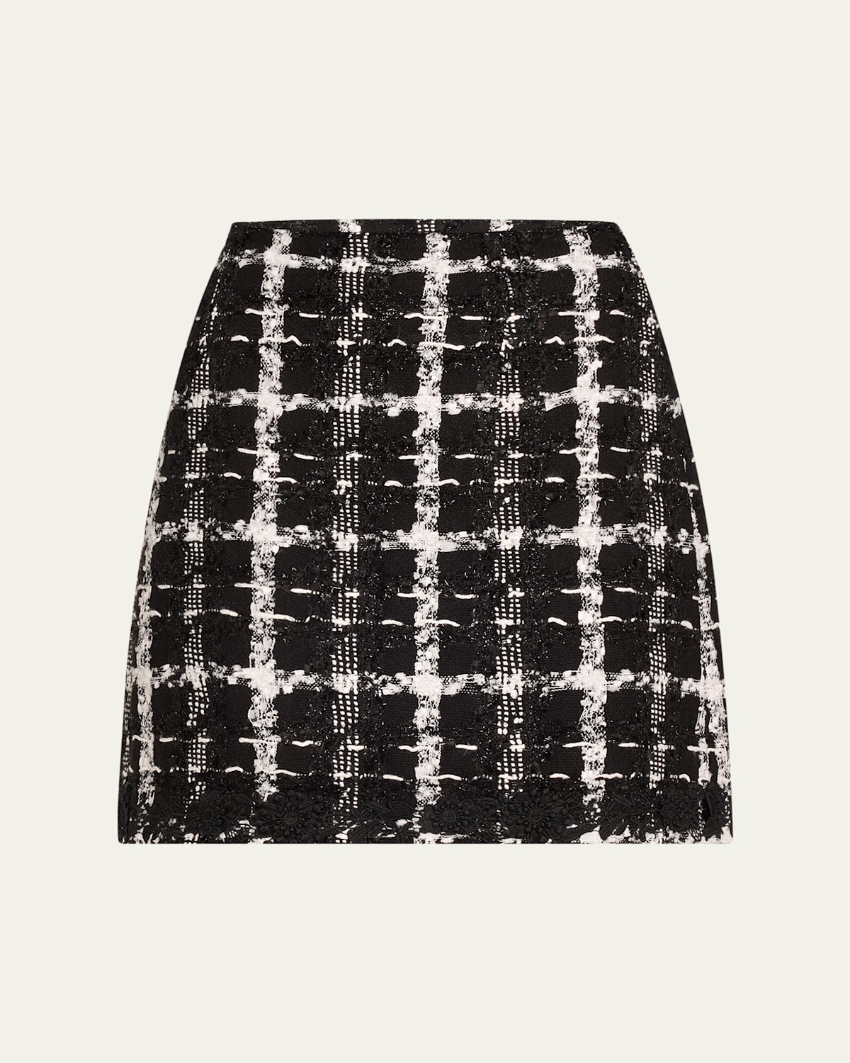 Metallic Check Tweed A-Line Mini Skirt