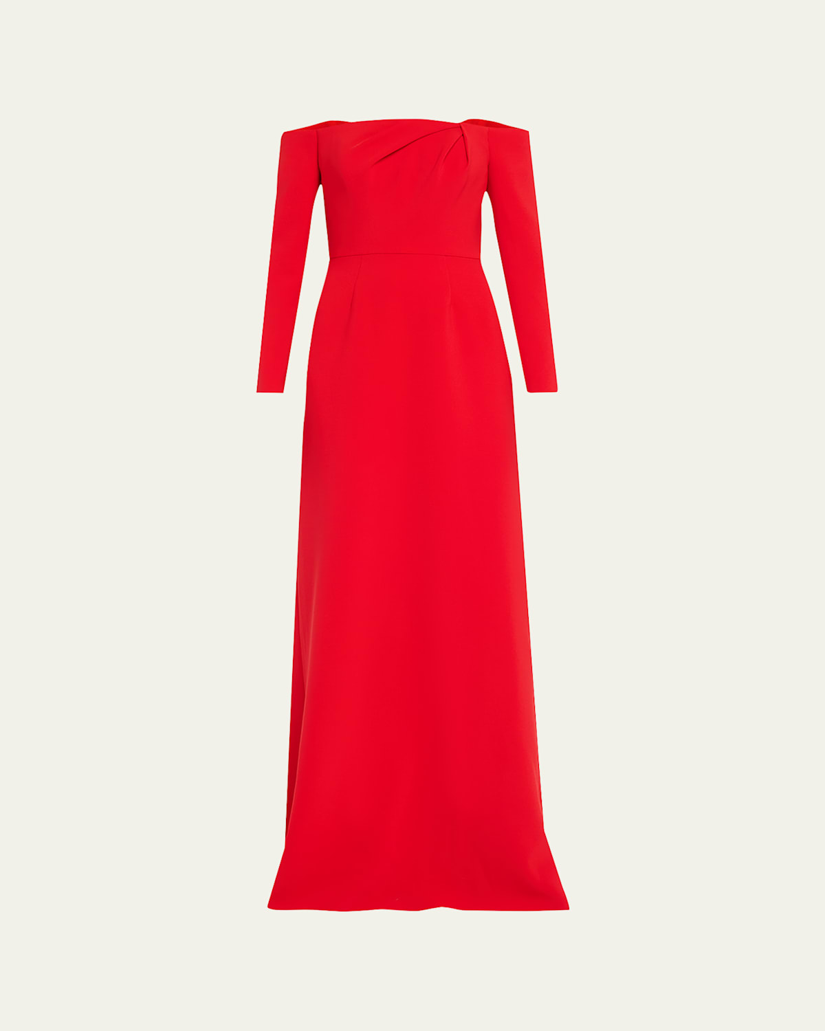Carolina Herrera Draped Long-sleeve Off-the-shoulder Trumpet Gown In Herrera Red