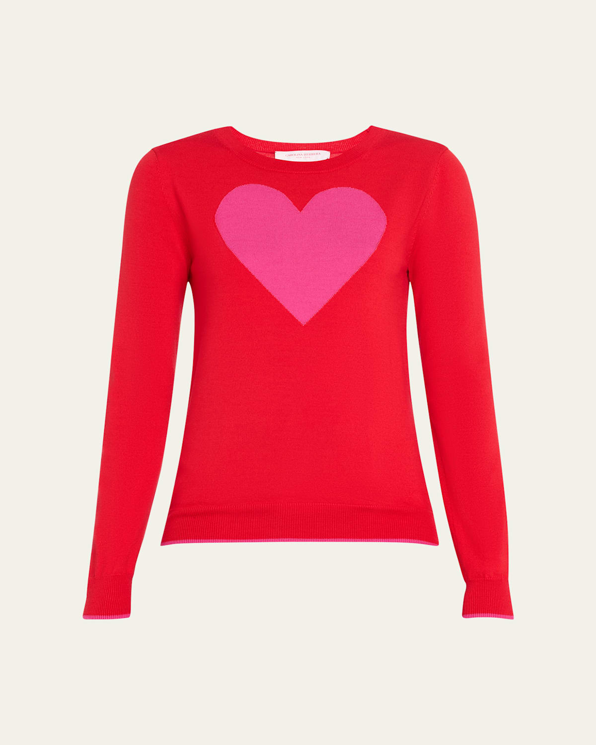 Carolina Herrera Intarsia-heart Knit Wool Sweater In Herrera Red Multi