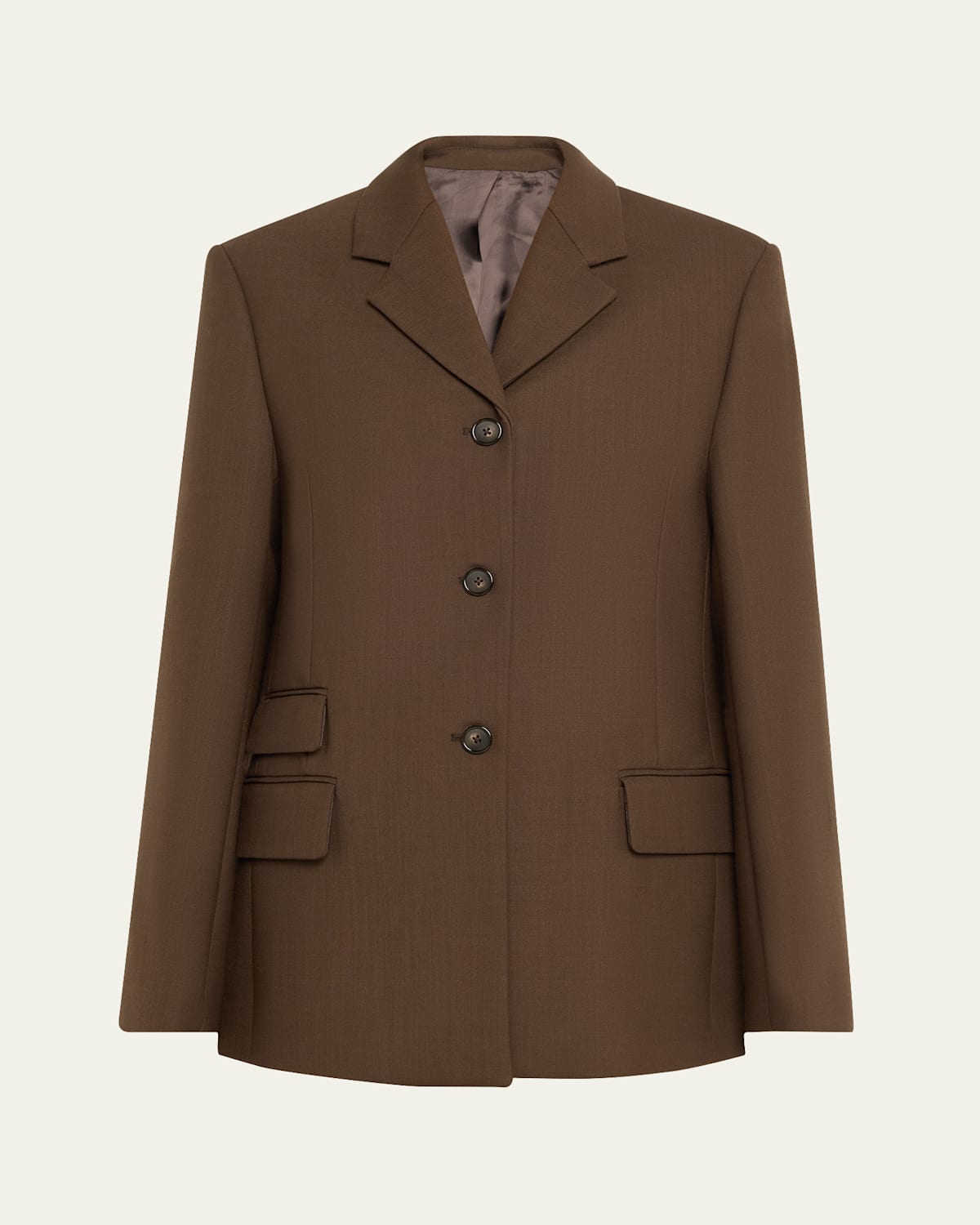 Straight Single-Breast Wool Blazer