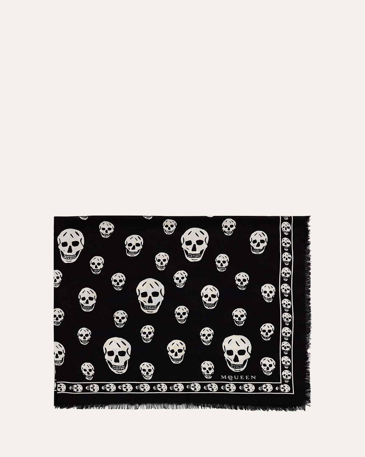 Alexander Mcqueen Classic Skull Wool Scarf