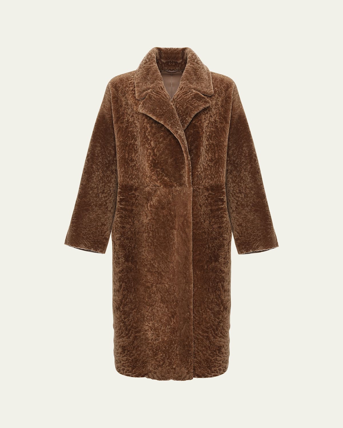 Reversible Textured Shearling Lamb Coat