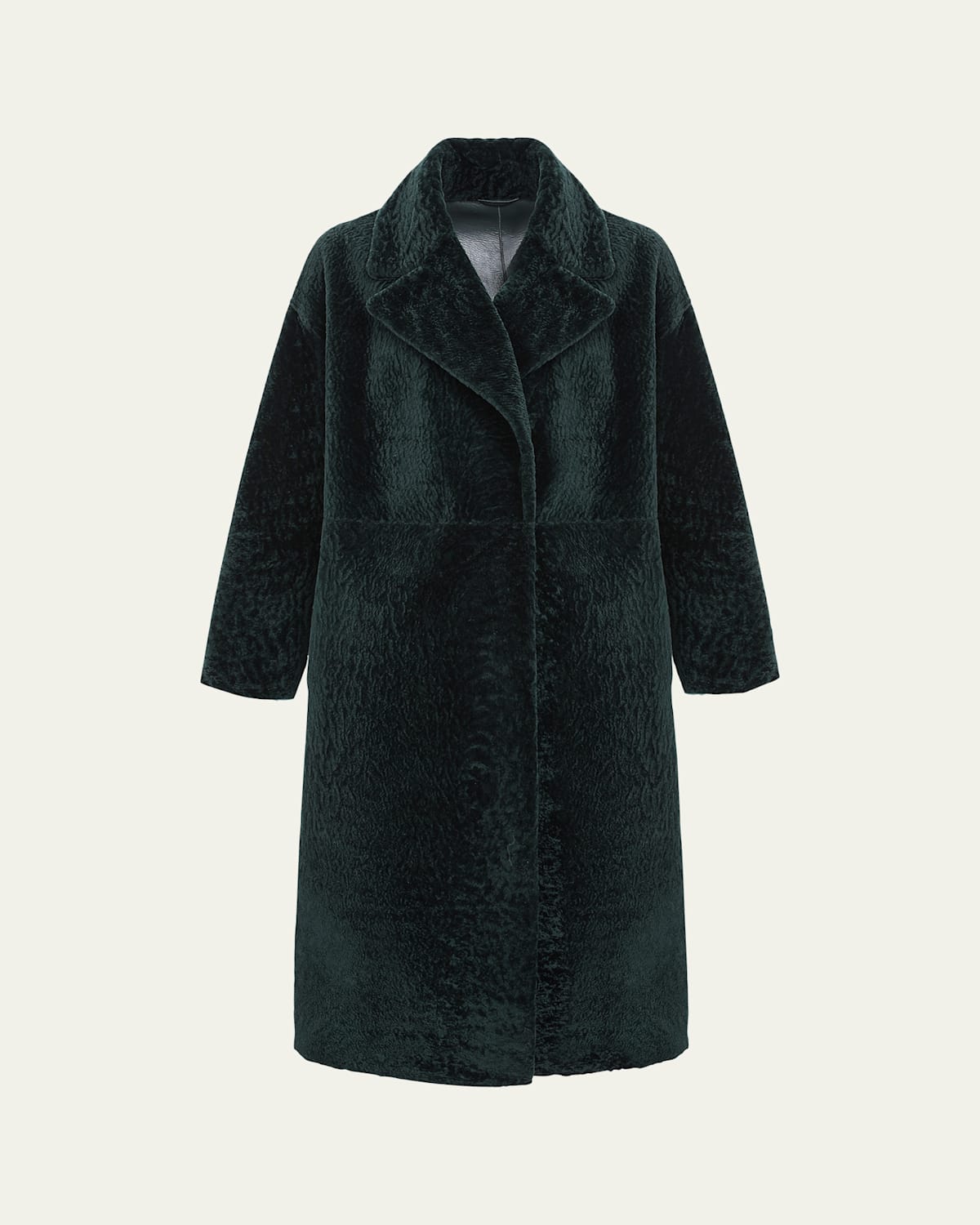 Reversible Textured Shearling Lamb Coat