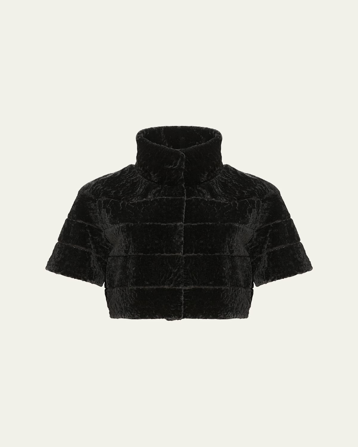 Reversible Textured Shearling Lamb Bolero