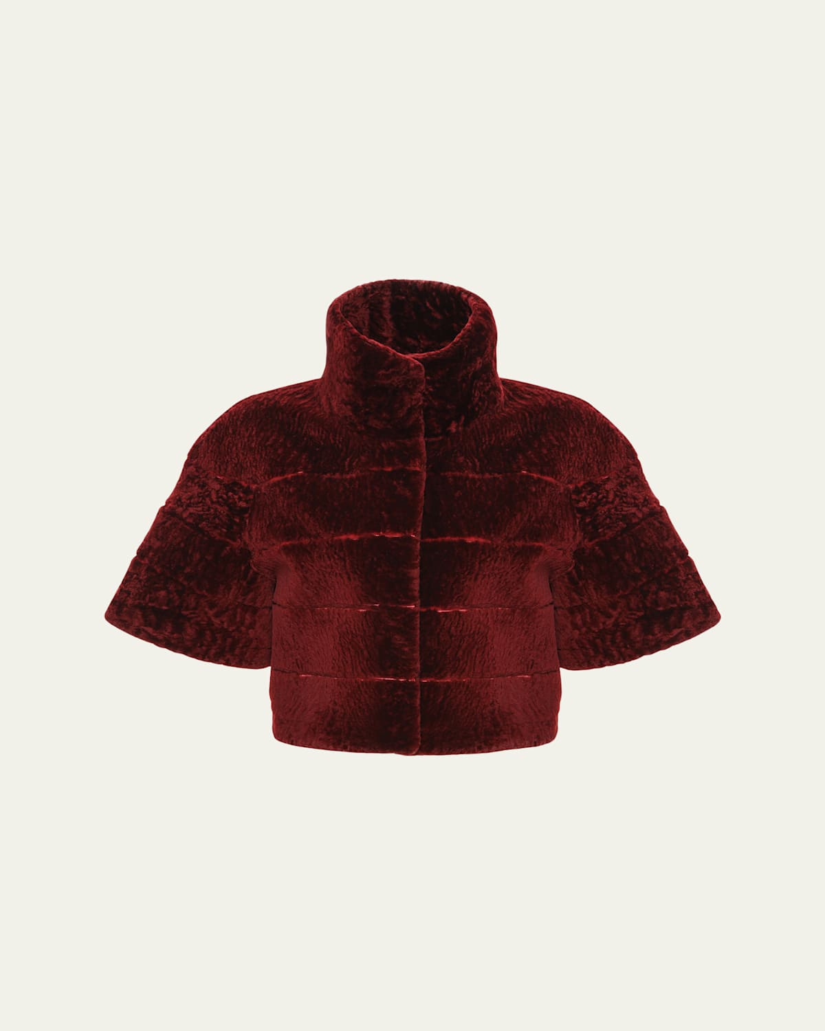 Reversible Textured Shearling Lamb Bolero