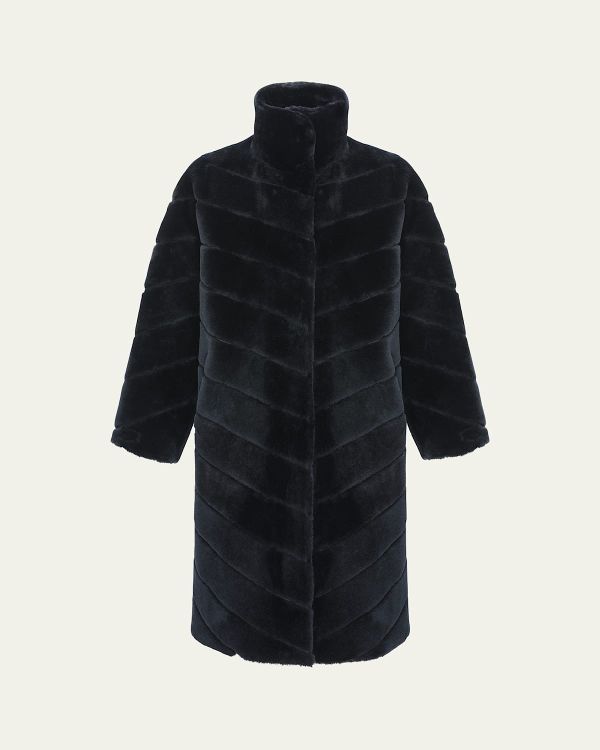Reversible Merino Shearling Lamb Chevron Coat