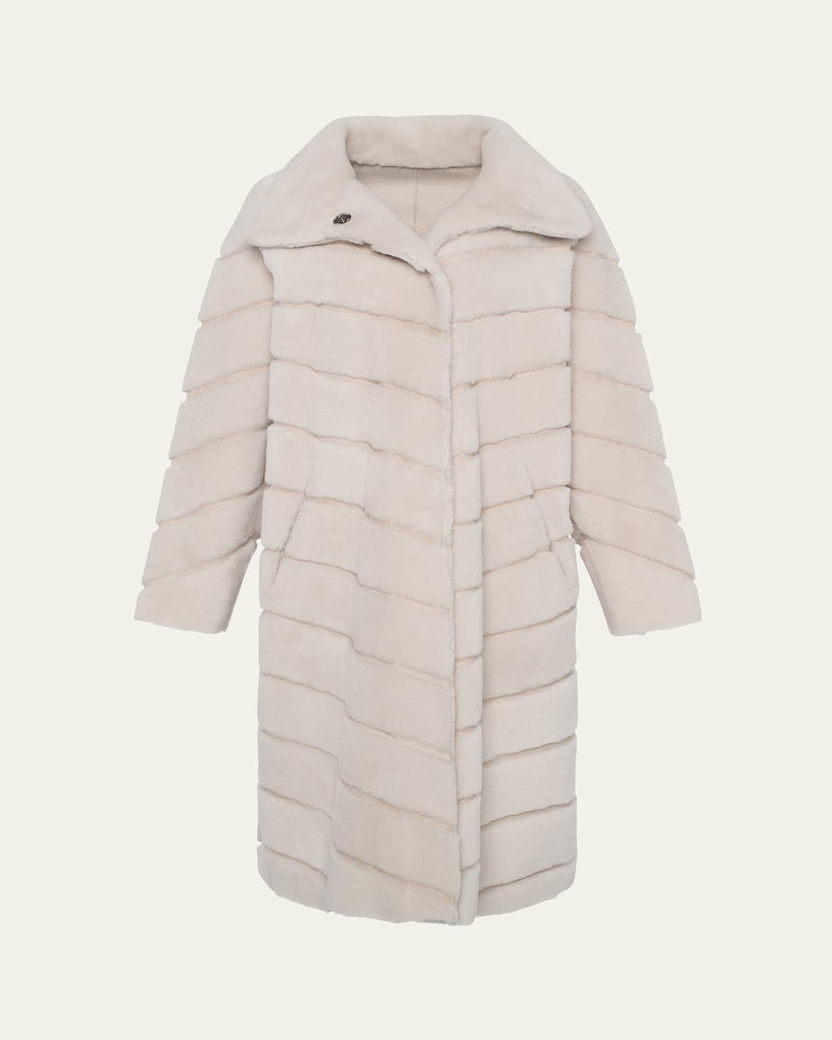 Reversible Merino Shearling Lamb Chevron Coat
