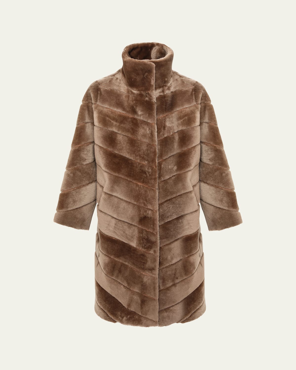 Reversible Merino Shearling Lamb Chevron Coat
