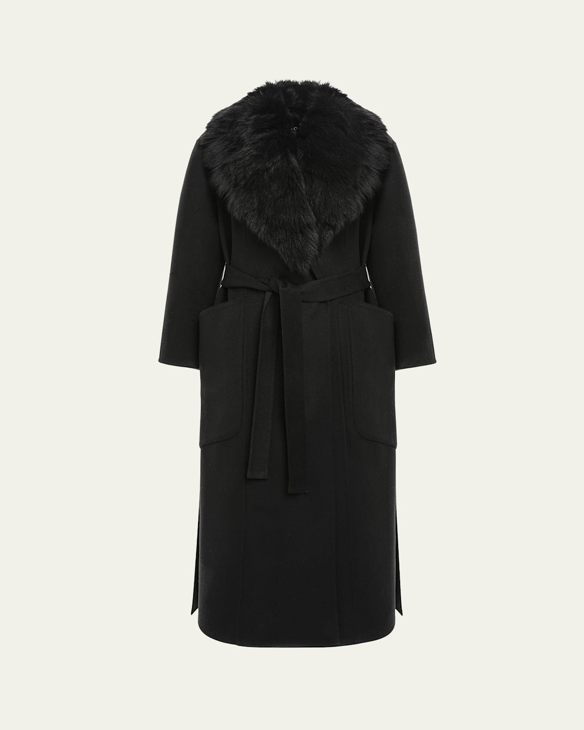 Loro Piana Double-Face Cashmere-Blend Coat with Detachable Merinillo Shearling Lamb Collar
