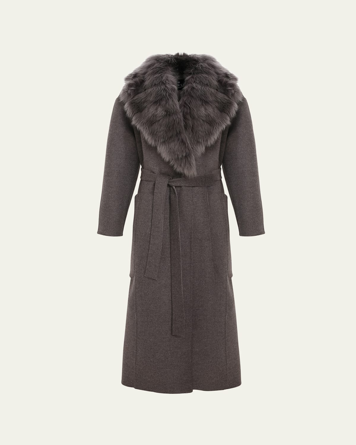 Loro Piana Double-Face Cashmere-Blend Coat with Detachable Merinillo Shearling Lamb Collar