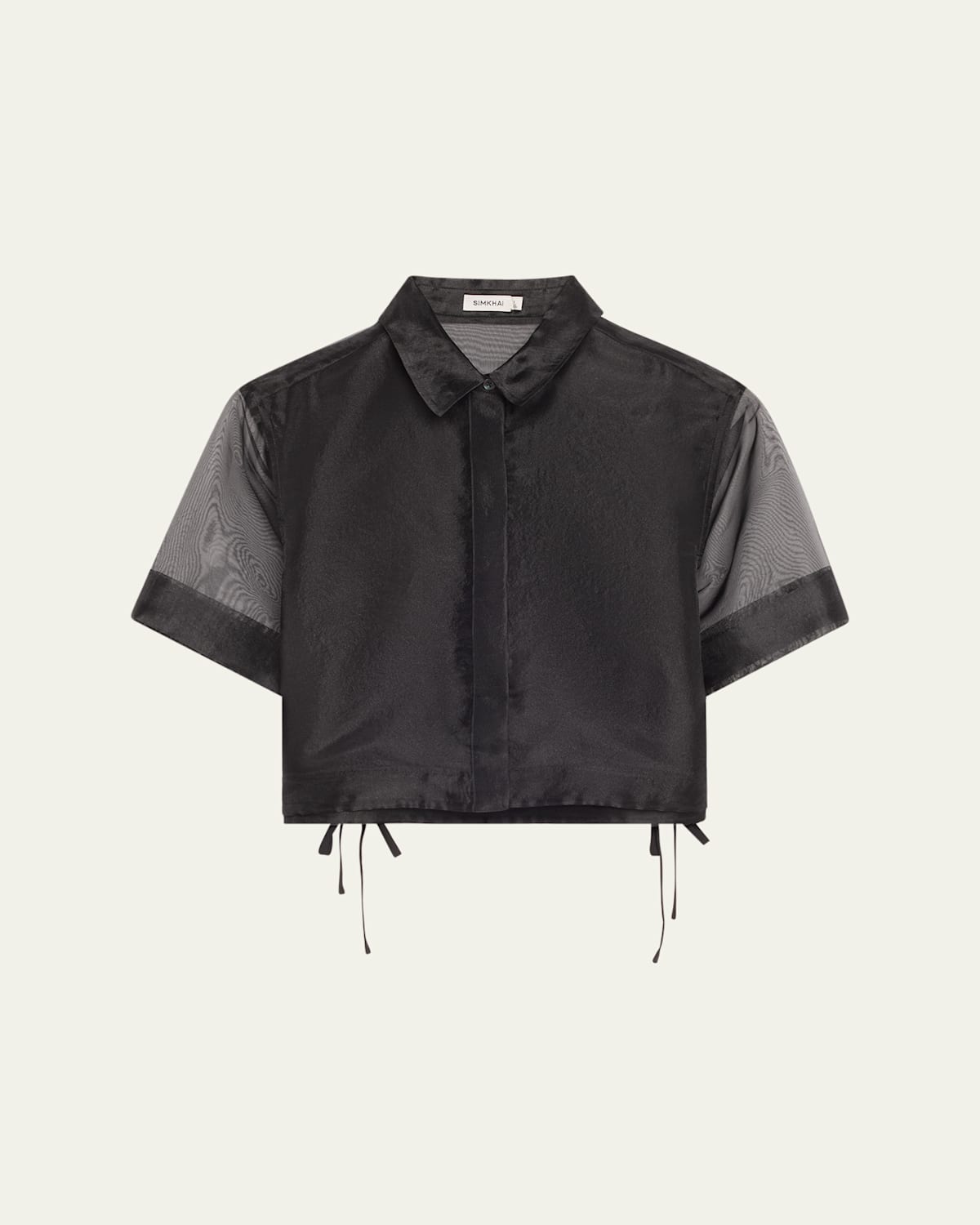 Simkhai Ryett Short-sleeve Cropped Shirt In Black