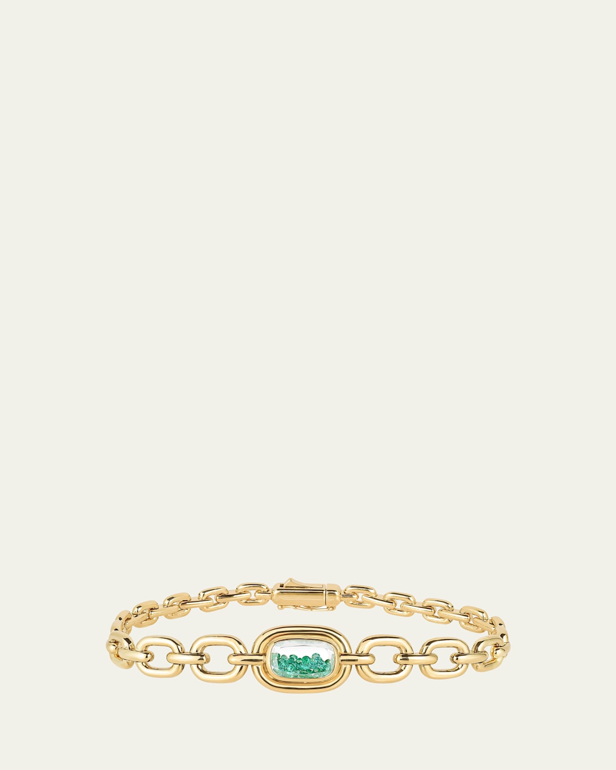 18K Yellow Gold Emerald Elo Kaleidoscope Shaker Chain Bracelet