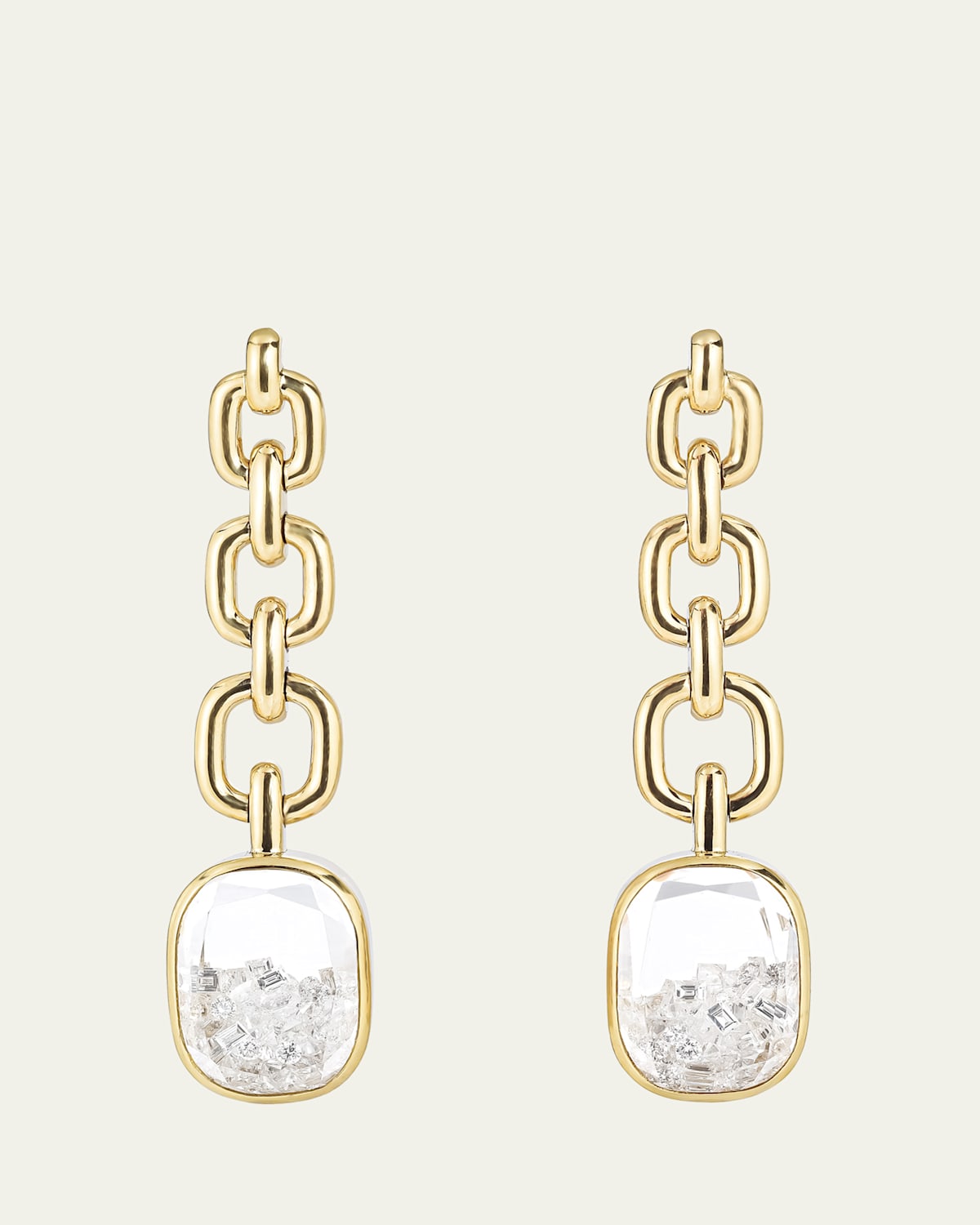 18K Yellow Gold Malha Diamond Kaleidoscope Shaker Drop Earrings