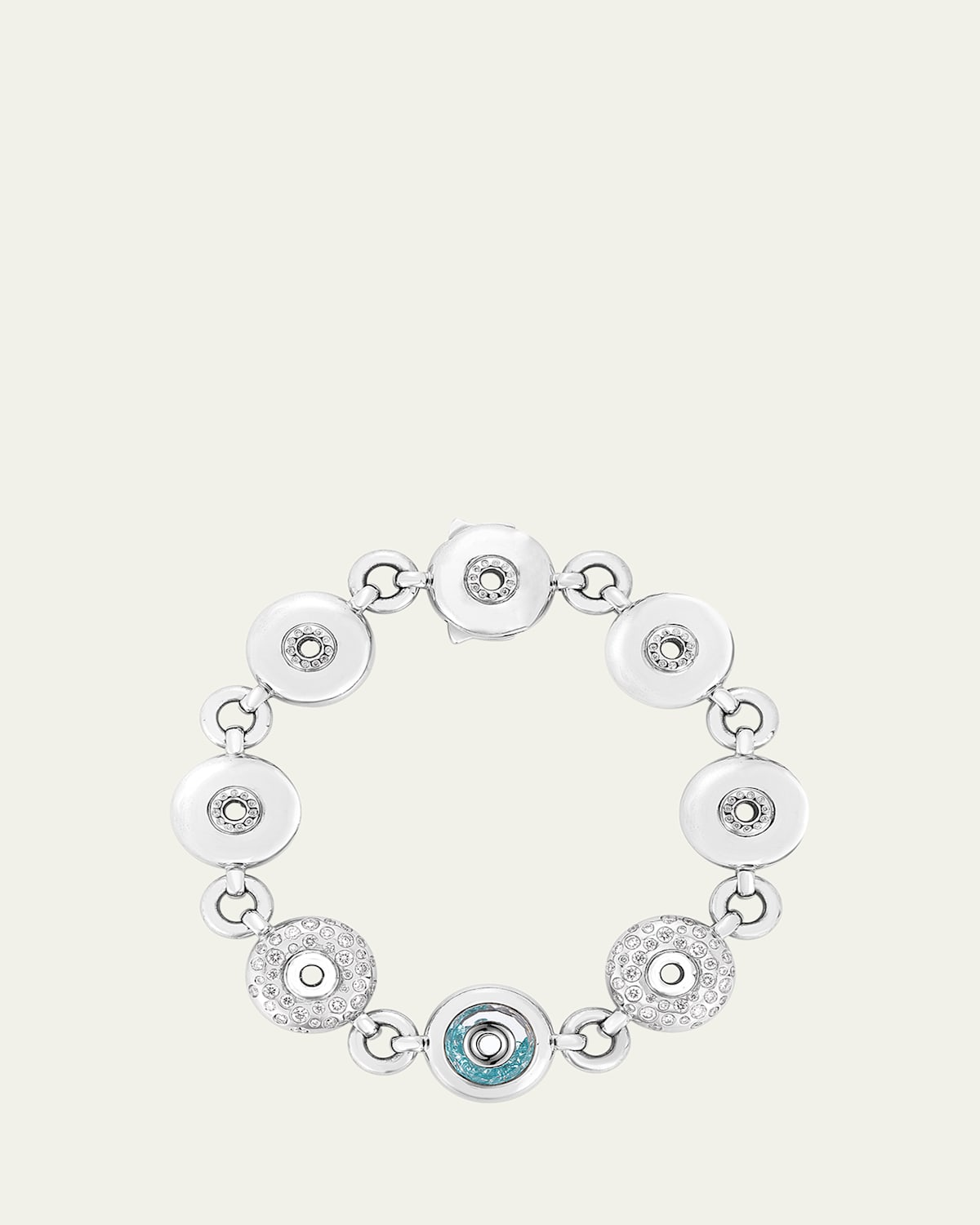18K White Gold Arco Paraiba Tourmaline and Diamond Kaleidoscope Shaker Bracelet
