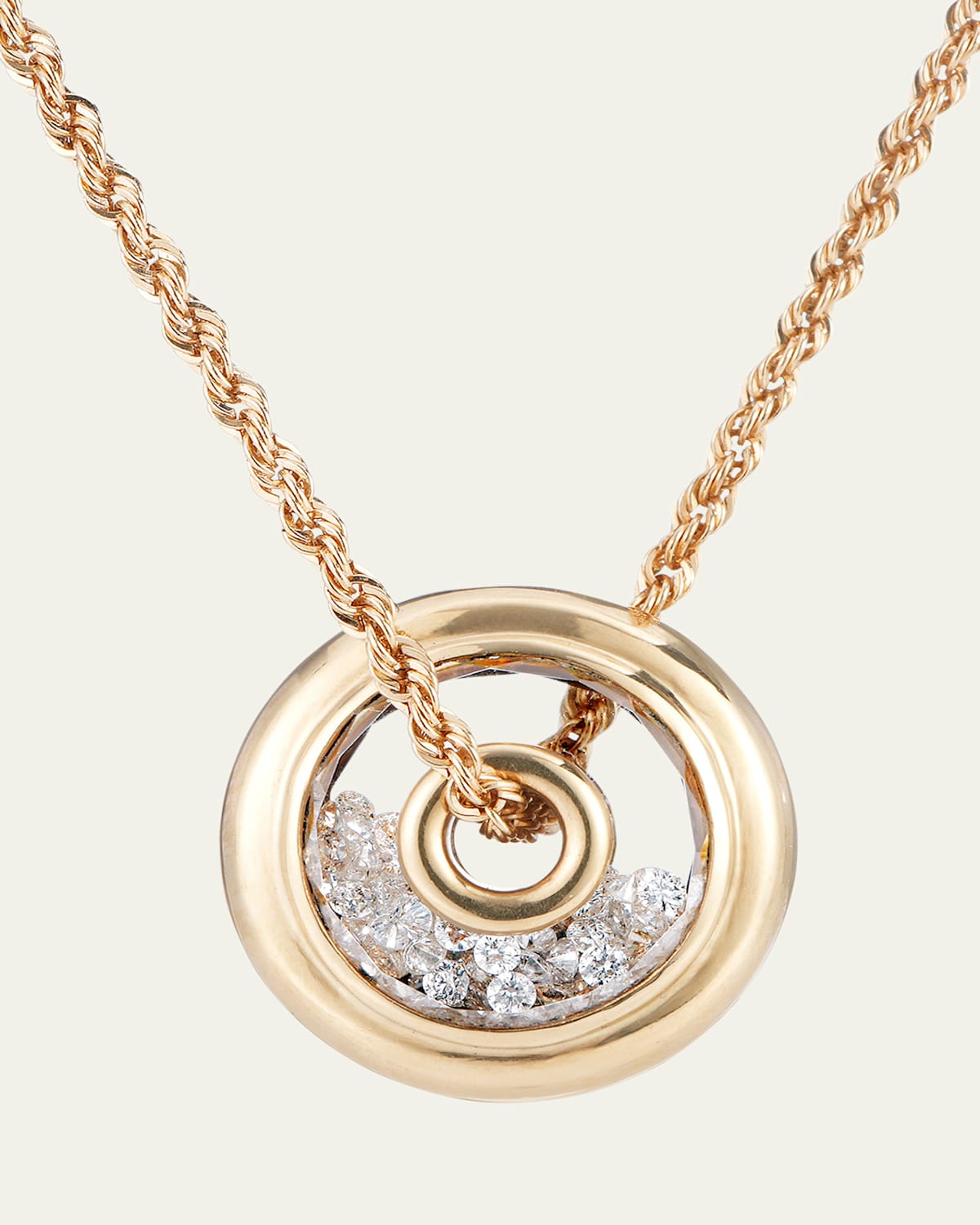 18K Yellow Gold Roda Diamond Kaleidoscope Shaker Pendant Necklace