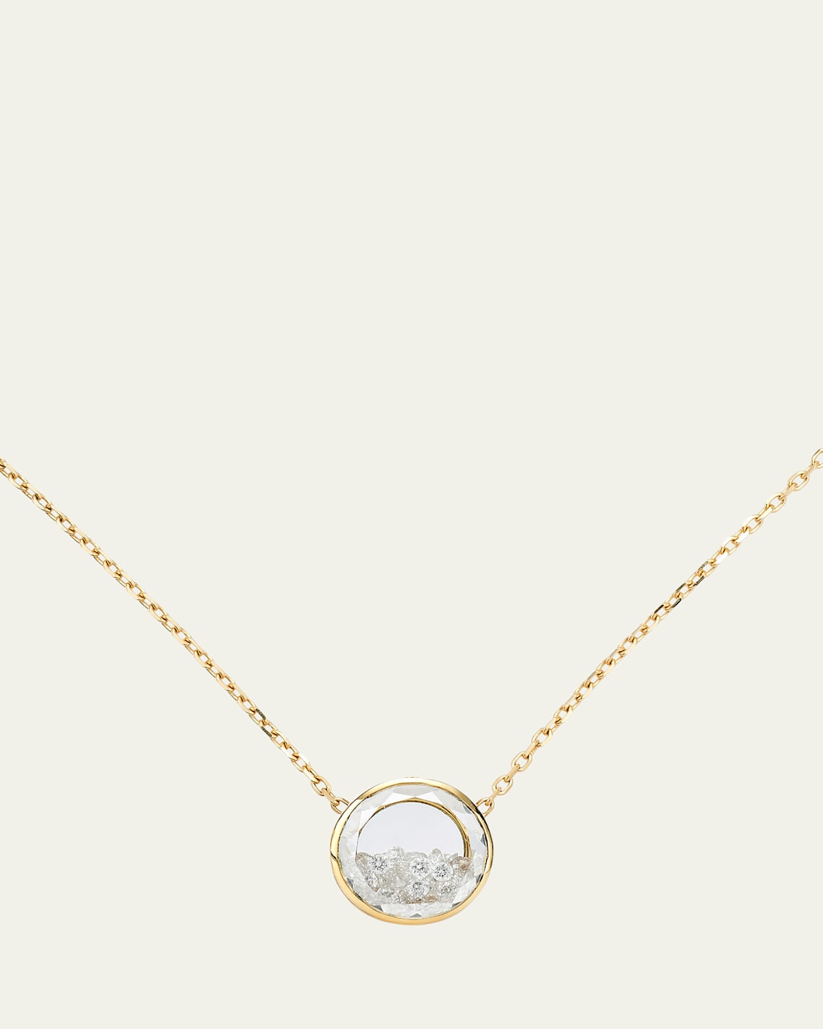 18K Yellow Gold Naipe Circle Diamond Kaleidoscope Shaker Necklace