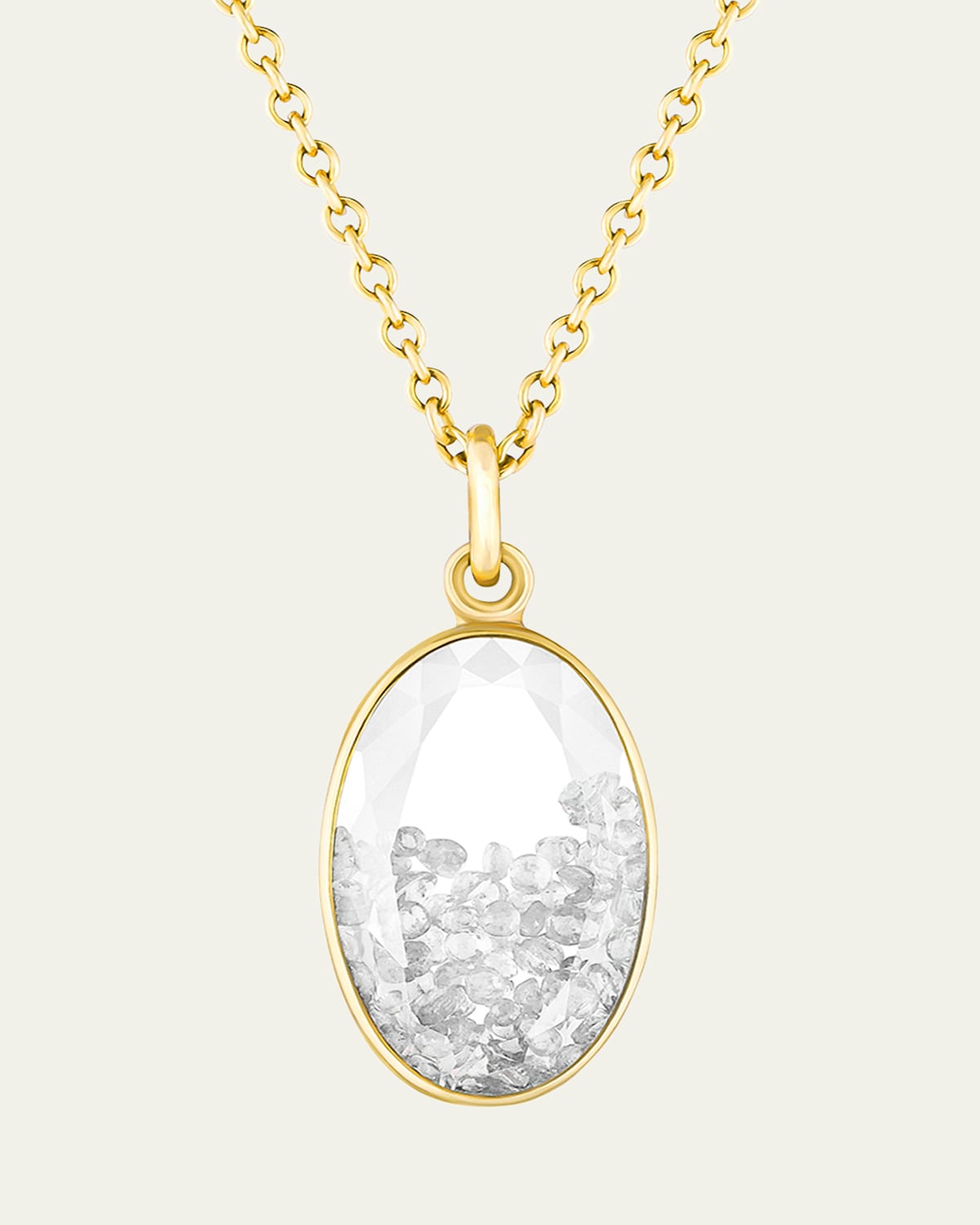 18K Yellow Gold Petite Oval Diamond Kaleidoscope Shaker Pendant Necklace